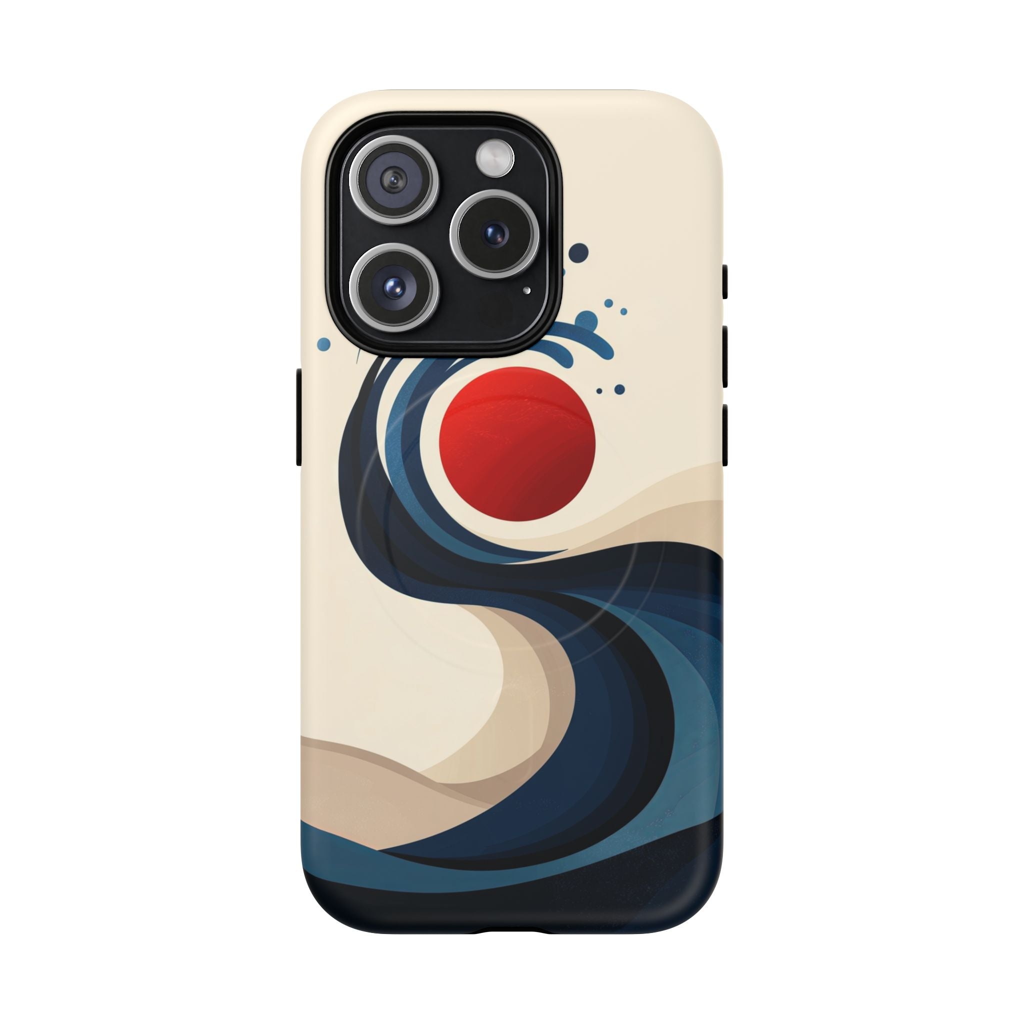 Abstract Wave MagSafe iPhone Case | Red Sun Ocean Art