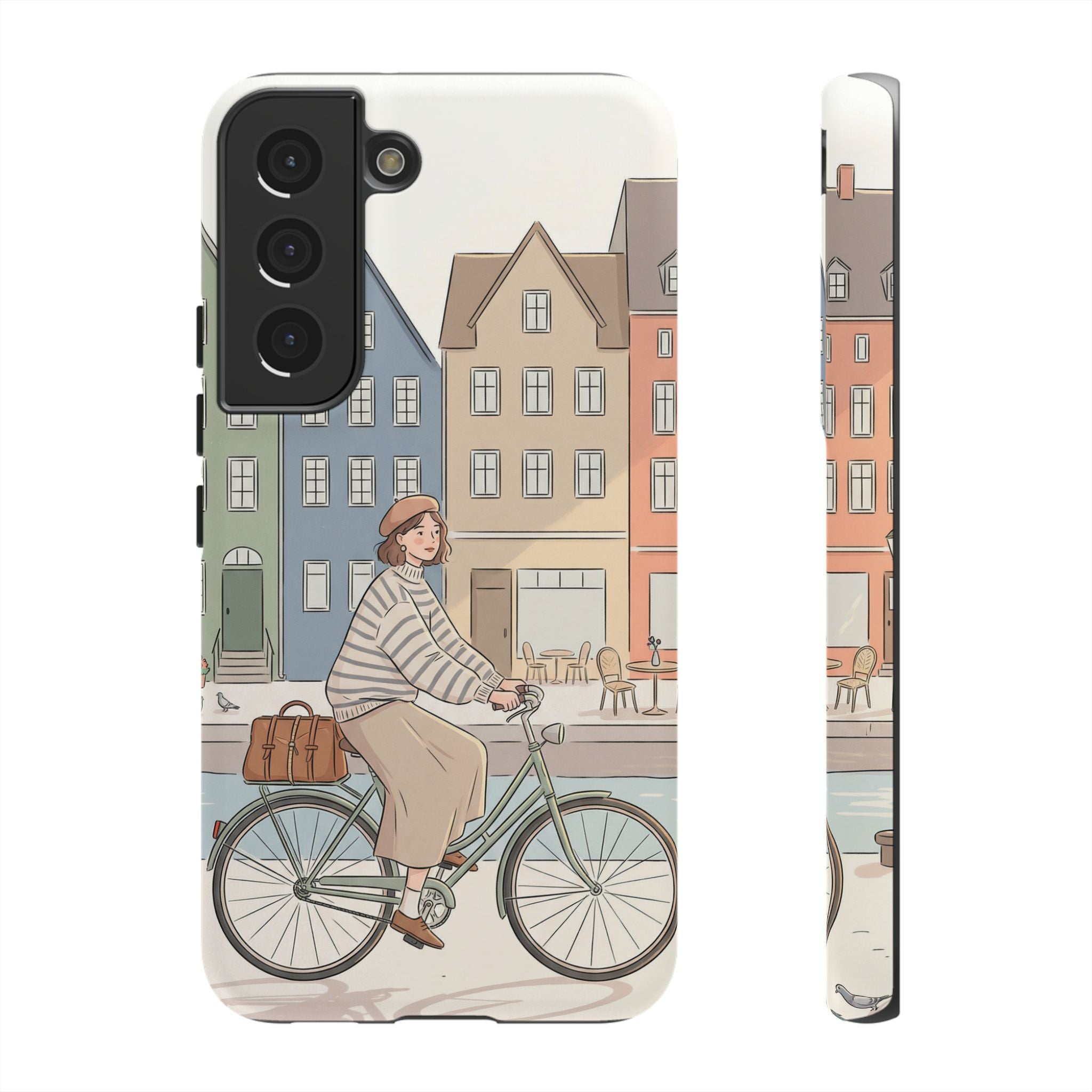 City Bike Samsung Galaxy Phone Case | Cozy European Street Illustration Tough Cases