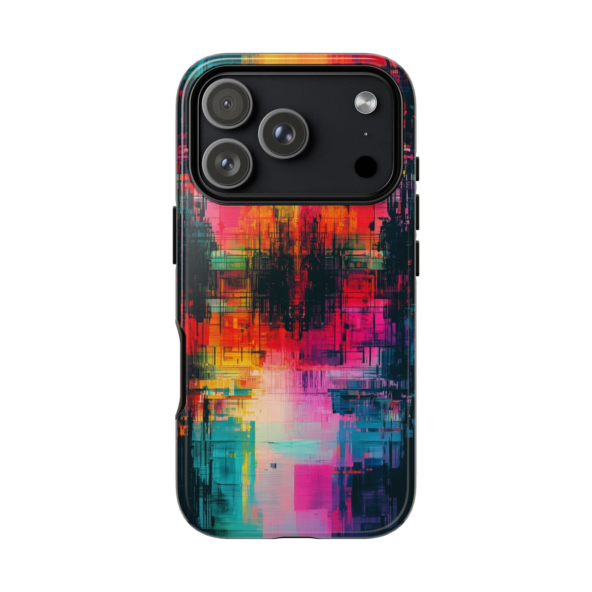 Abstract Neon Glitch Art Tough iPhone Case