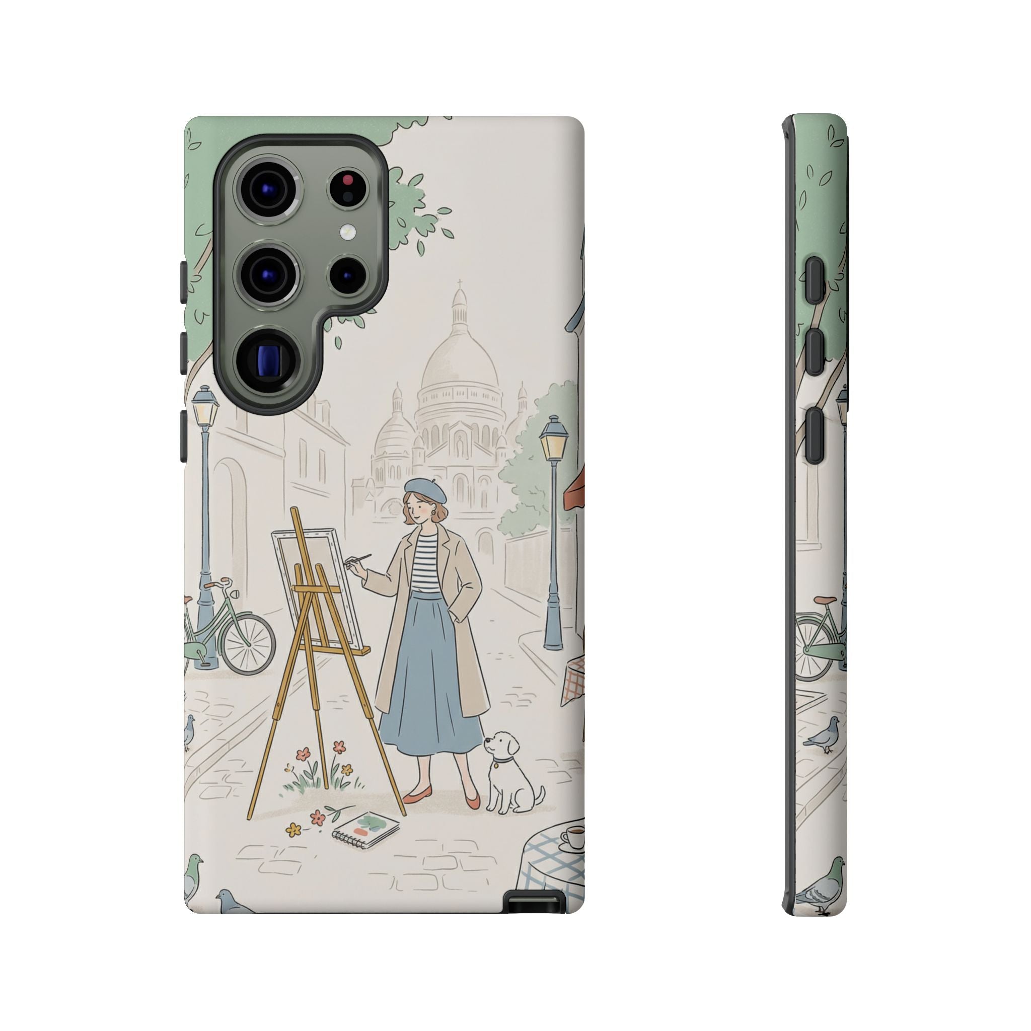 Artist in Paris Samsung Galaxy Phone Case | Vintage Painter Street Scene Protective Cover