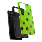 Neon Paw Print Tough Samsung Galaxy Case — Shockproof Pet Lover iPhone Cover