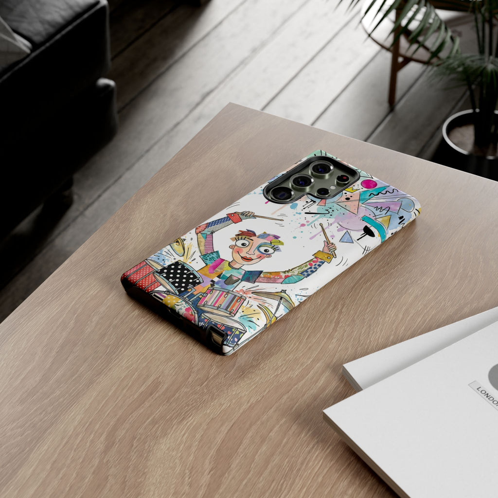 Drummer Boy Samsung Galaxy Phone Case | Colorful Cartoon Drum Kit Protective Cover