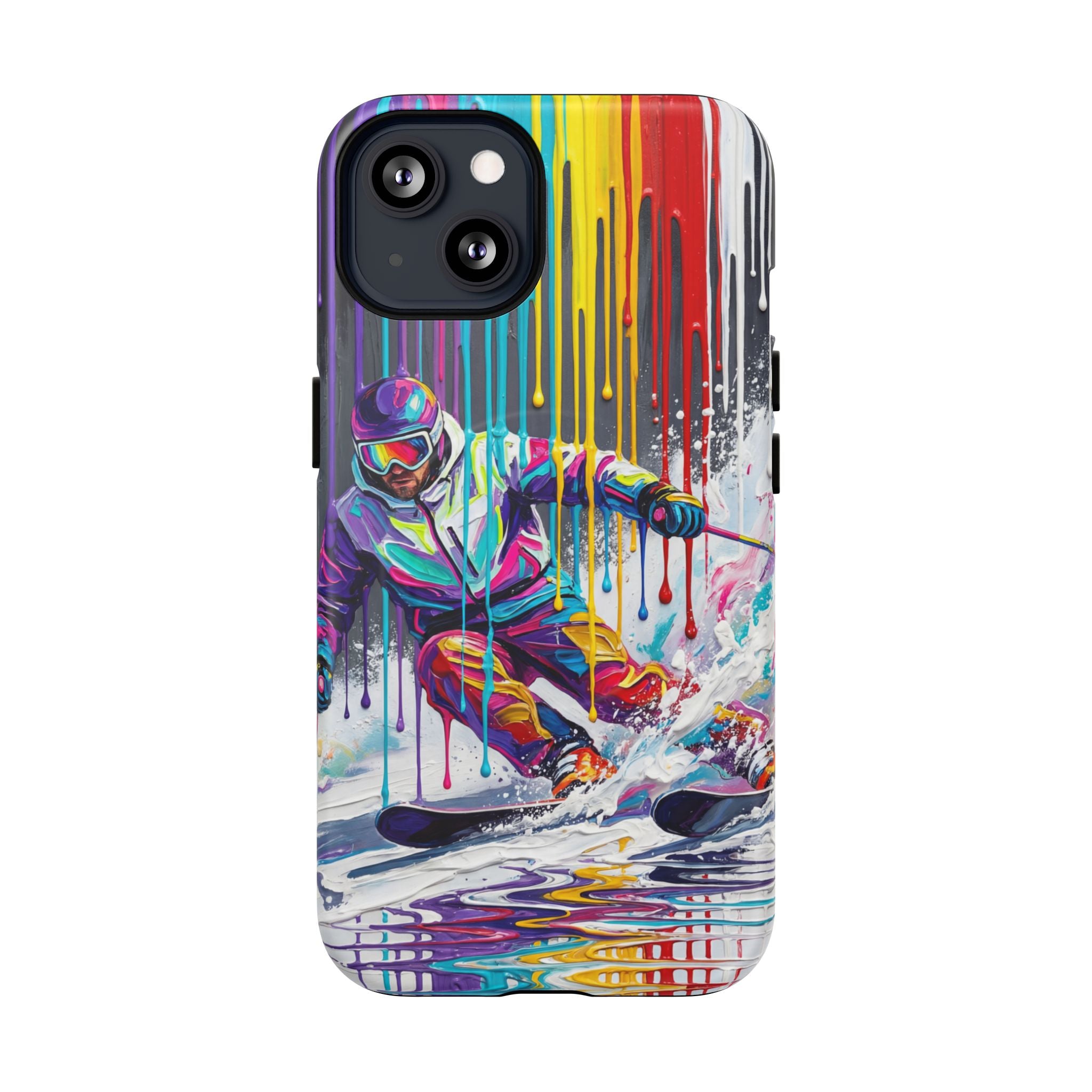 Colourful Skiing Drip Art Tough MagSafe iPhone Case