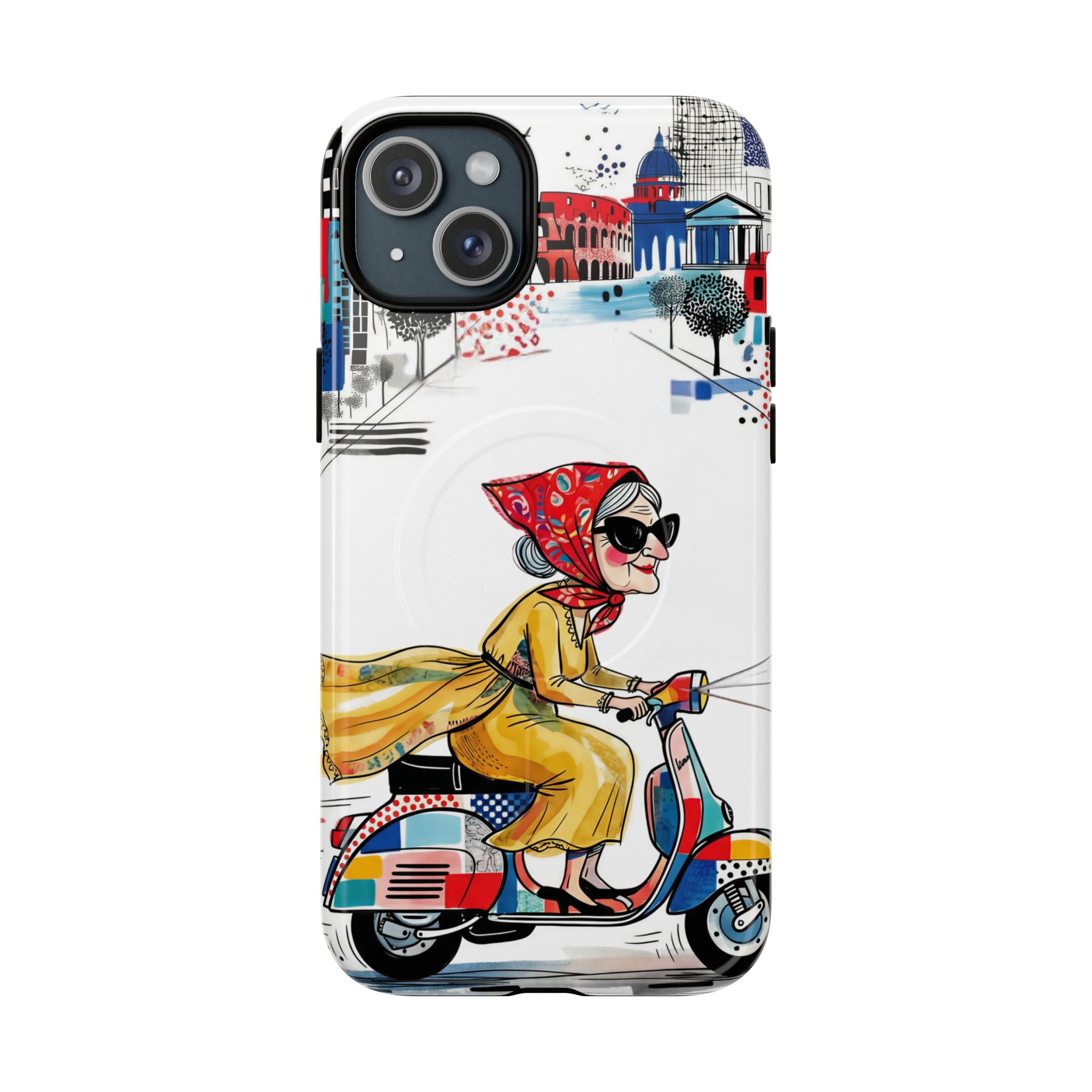 Vintage Vespa Granny MagSafe iPhone Case | Retro Scooter Travel iPhone Cover