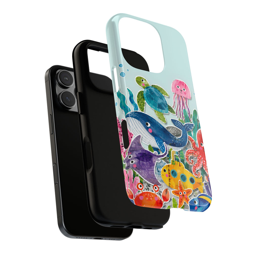Cute Coastal Ocean iPhone Case | Aesthetic Whale Turtle Marine Life Cover