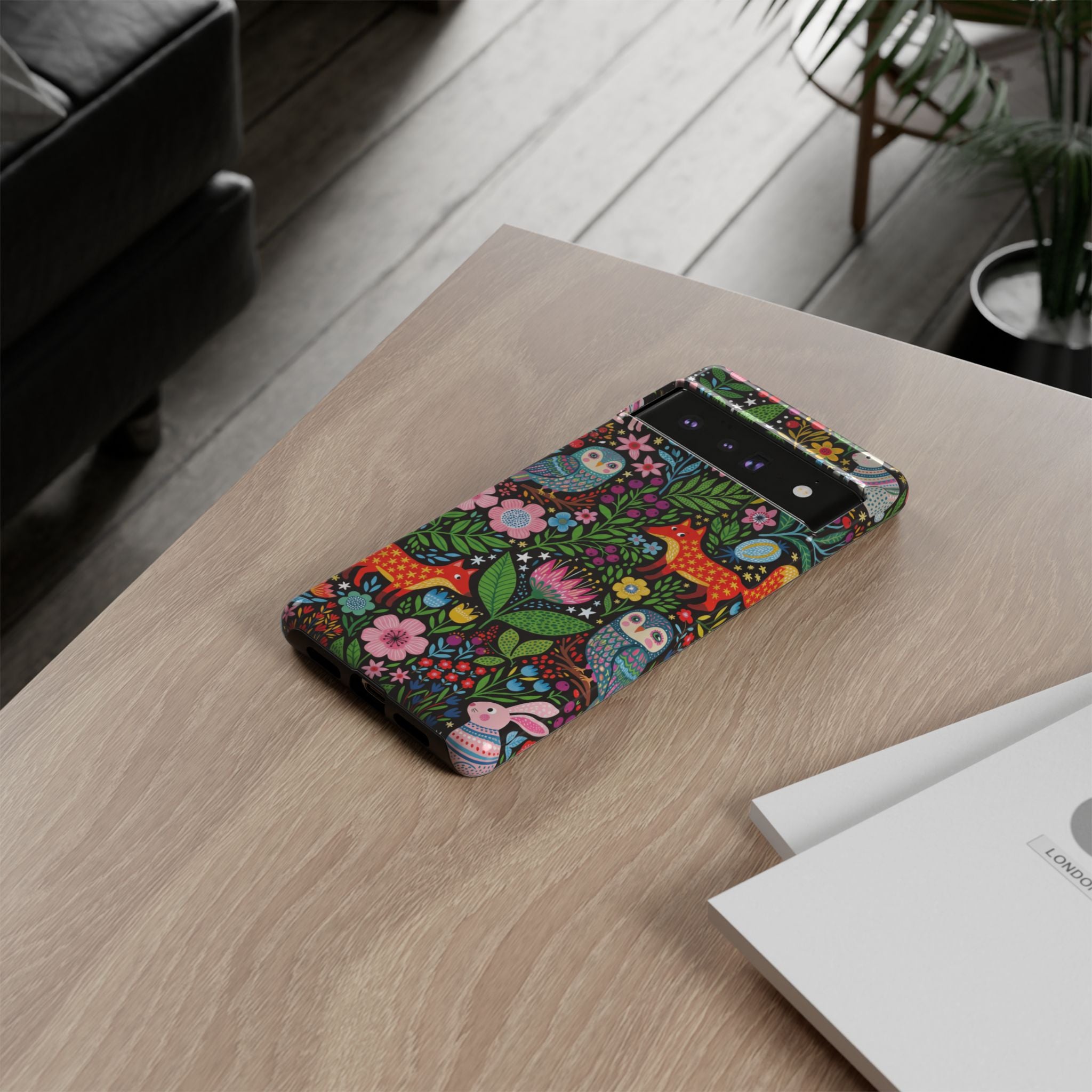 Floral Woodland Google Pixel Phone Case | Colourful Fox & Owl Protective Cover