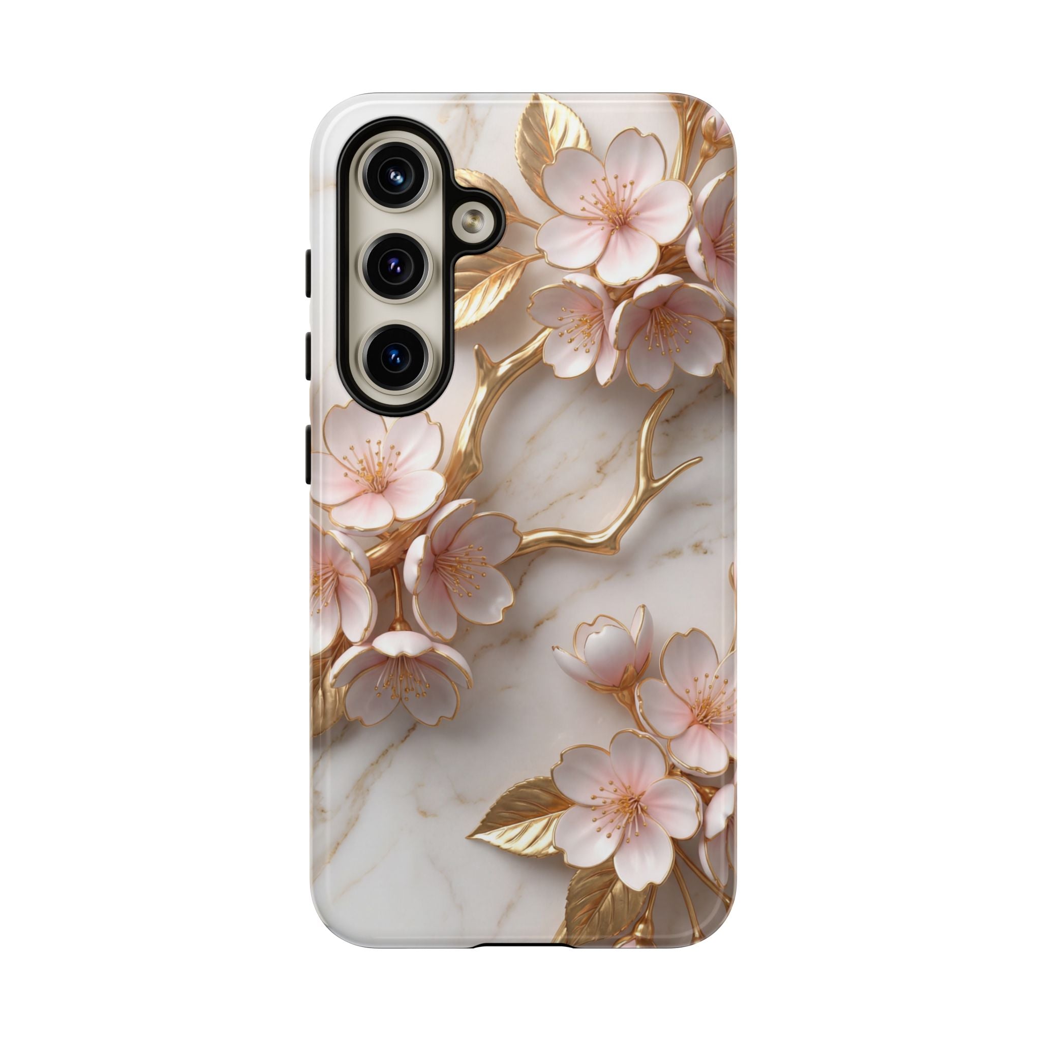 Floral Marble Samsung Galaxy Case — Sakura Gold Cherry Blossom Tough Case