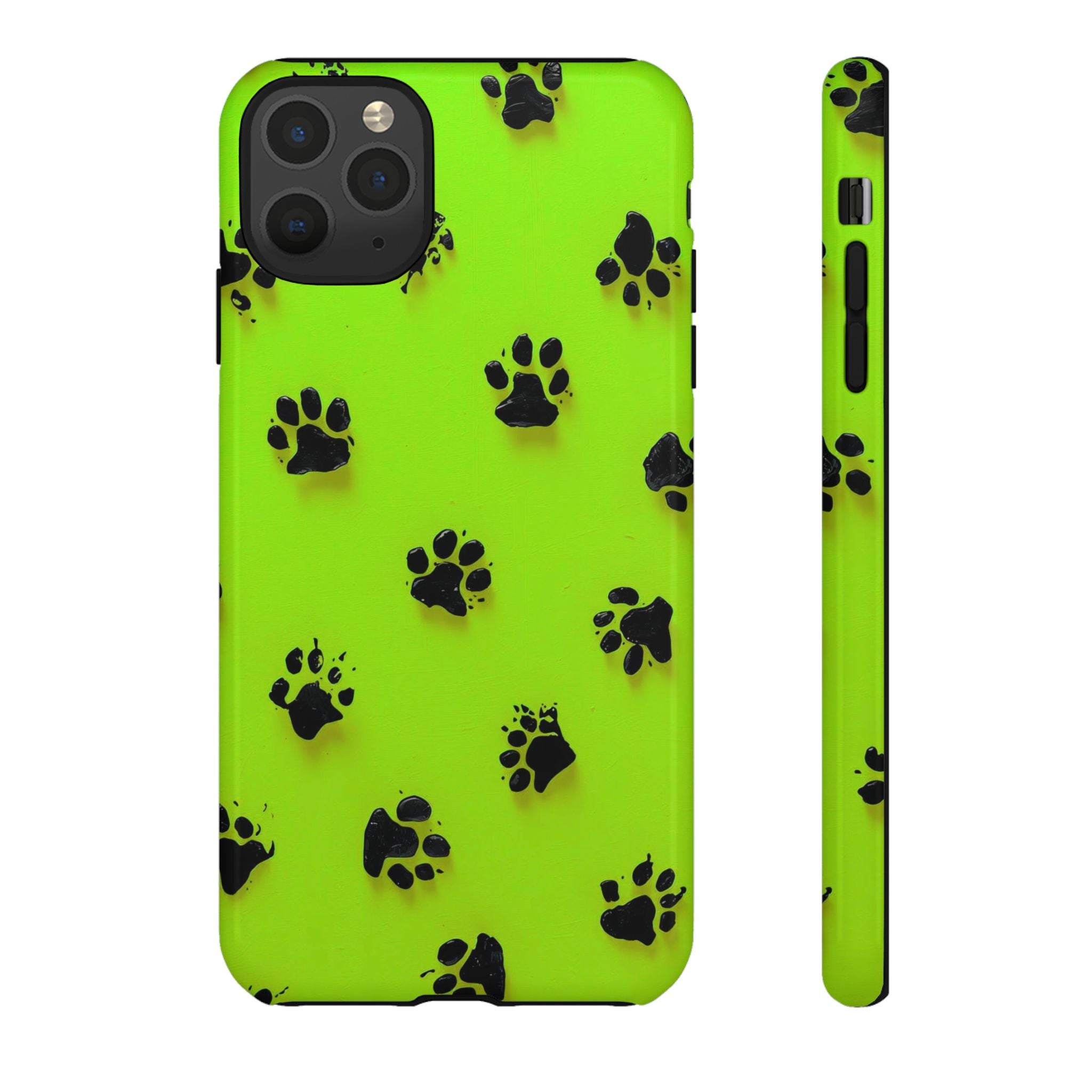 Neon Paw Print Tough Phone Case — Shockproof Pet Lover iPhone Cover
