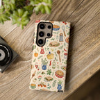 Kitchen Pattern Samsung Galaxy Phone Case | Cute Watercolor Cooking & Herbs Protective Cover