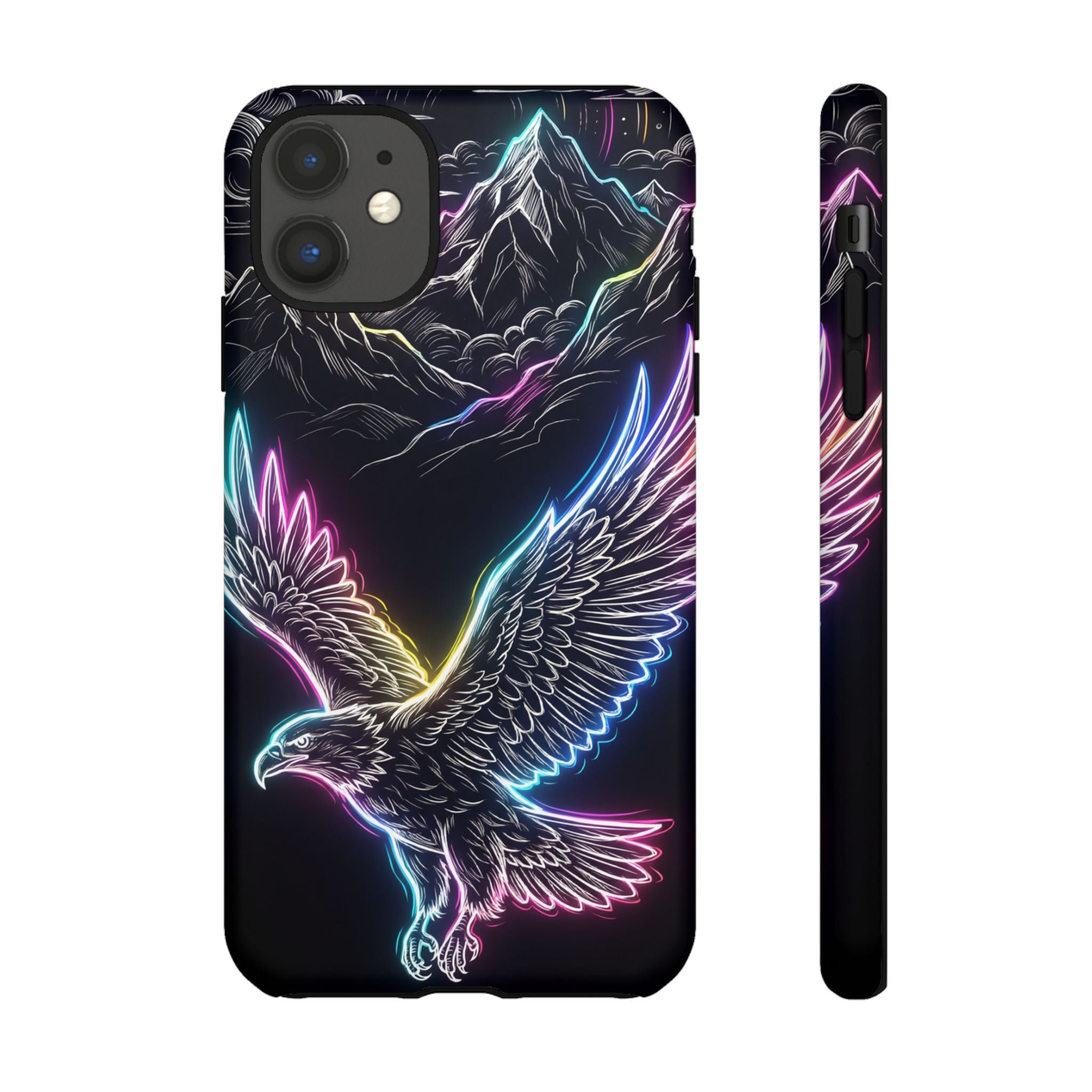 Neon Eagle iPhone Case with Mountain Design