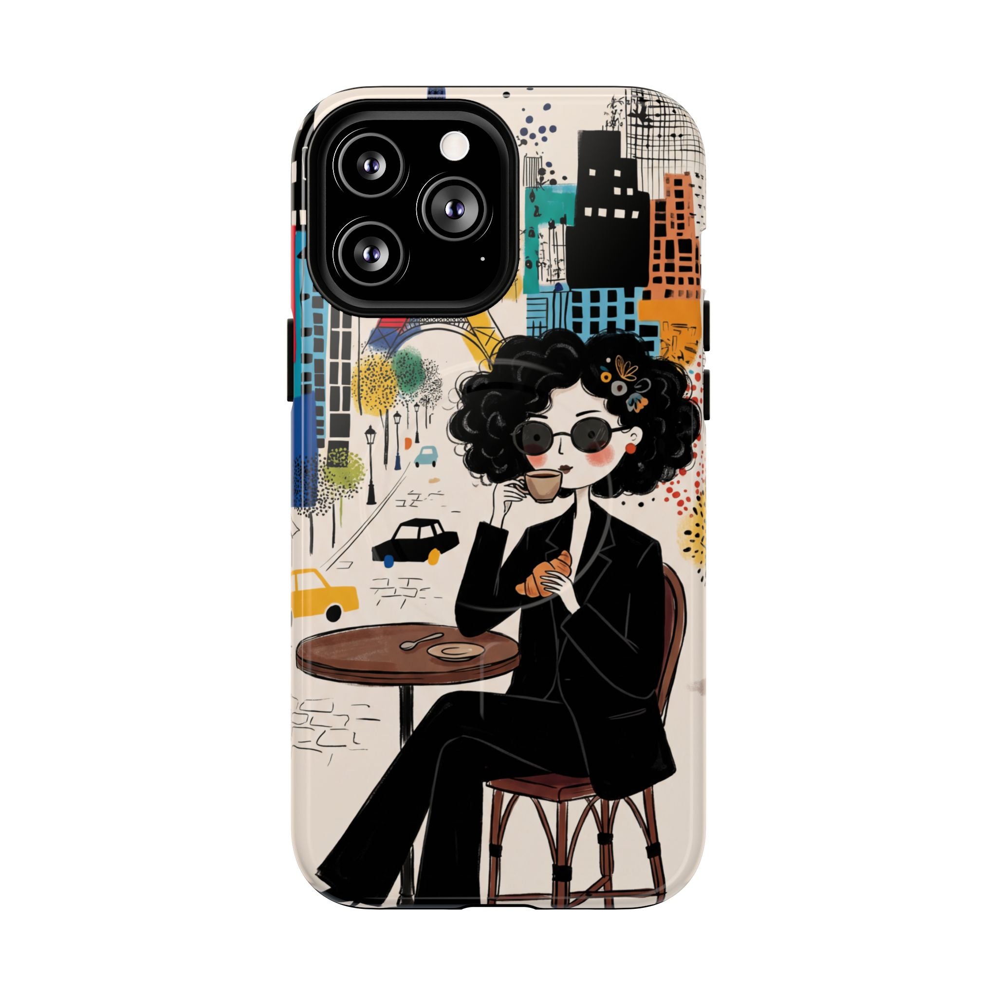 Paris Cafe Chic MagSafe iPhone Case | Stylish Woman Illustration iPhone Cover