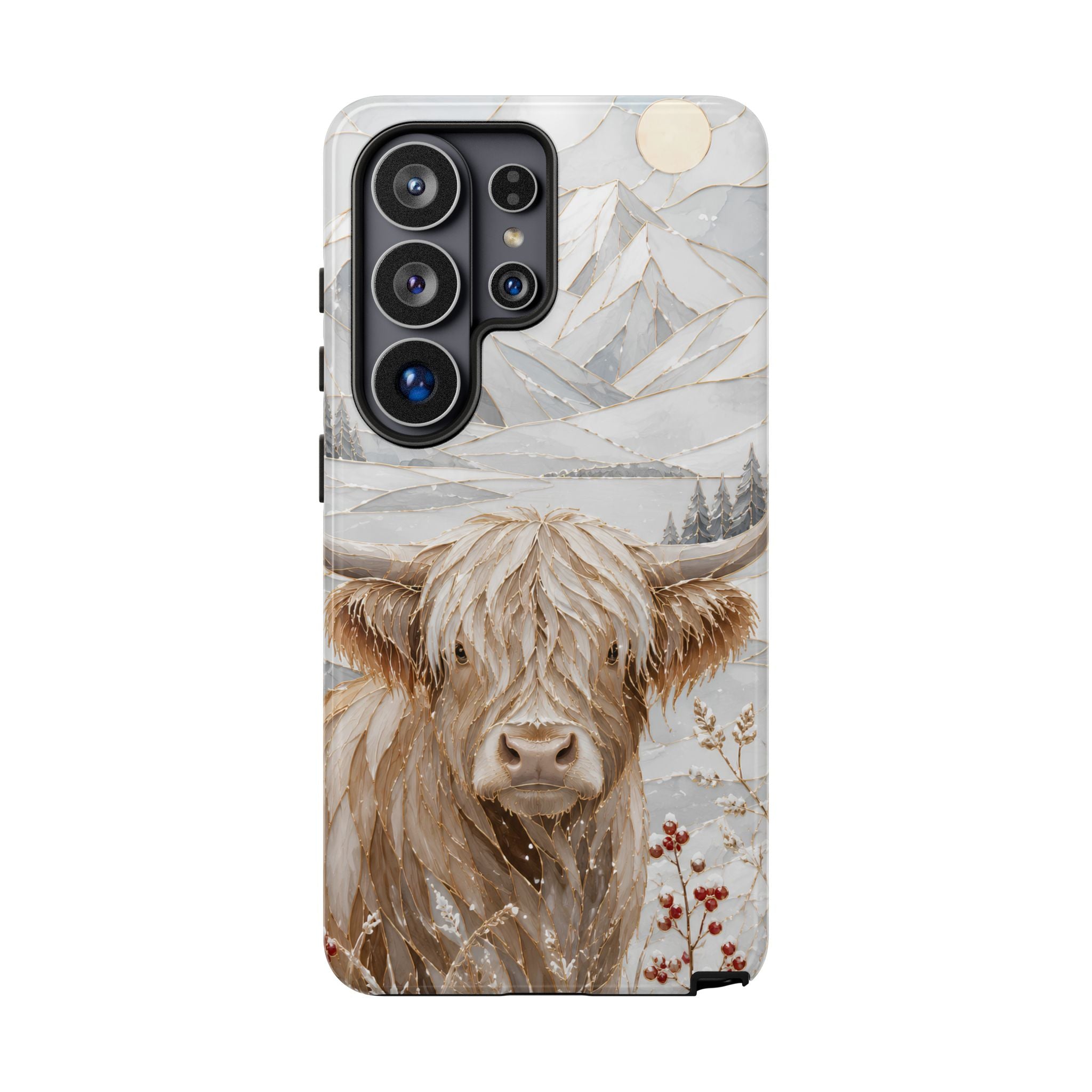 Highland Cow Samsung Galaxy Phone Case | Stained Glass Mountain Case