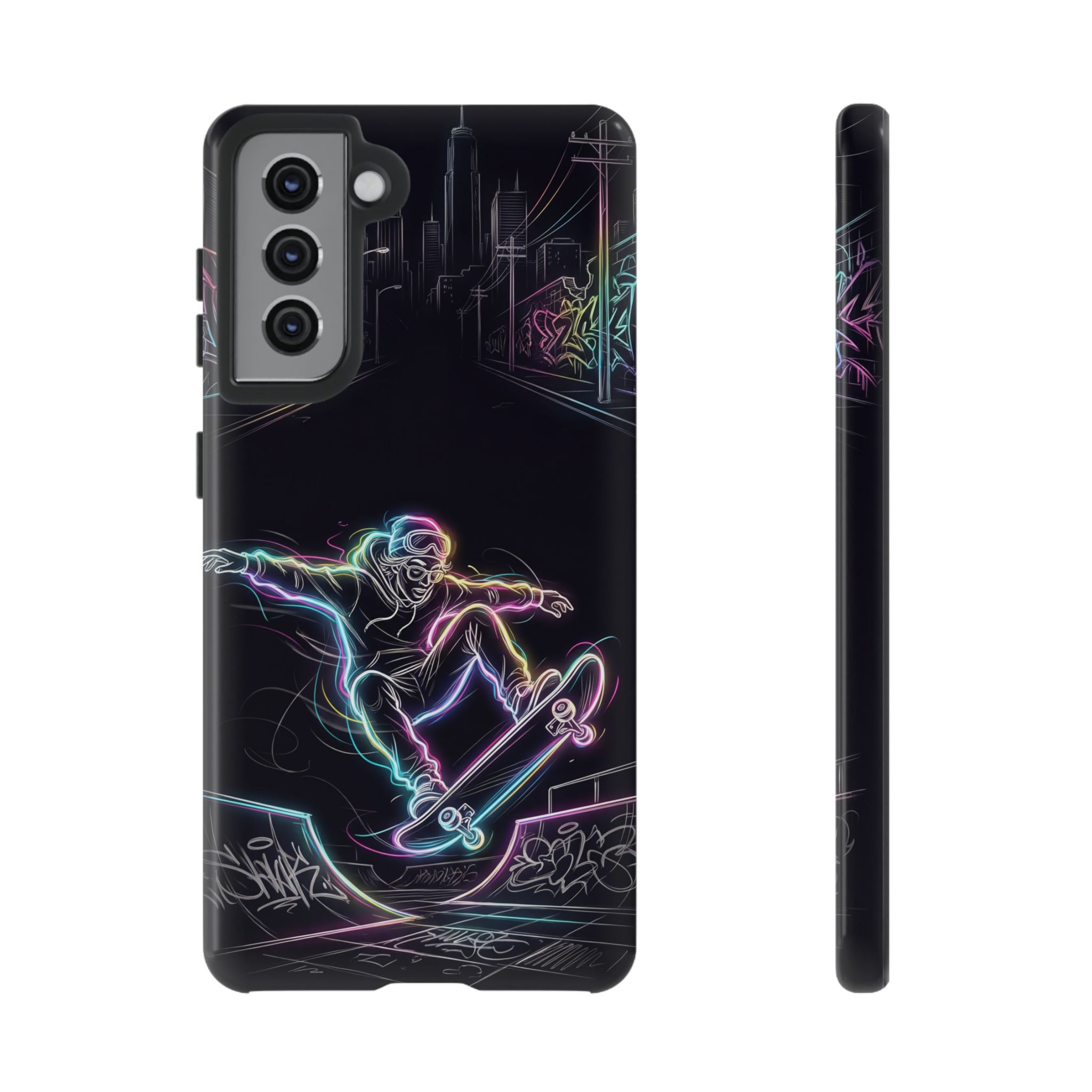 Neon Skateboard Samsung Galaxy Phone Case | Glow Skatepark Protective Cover