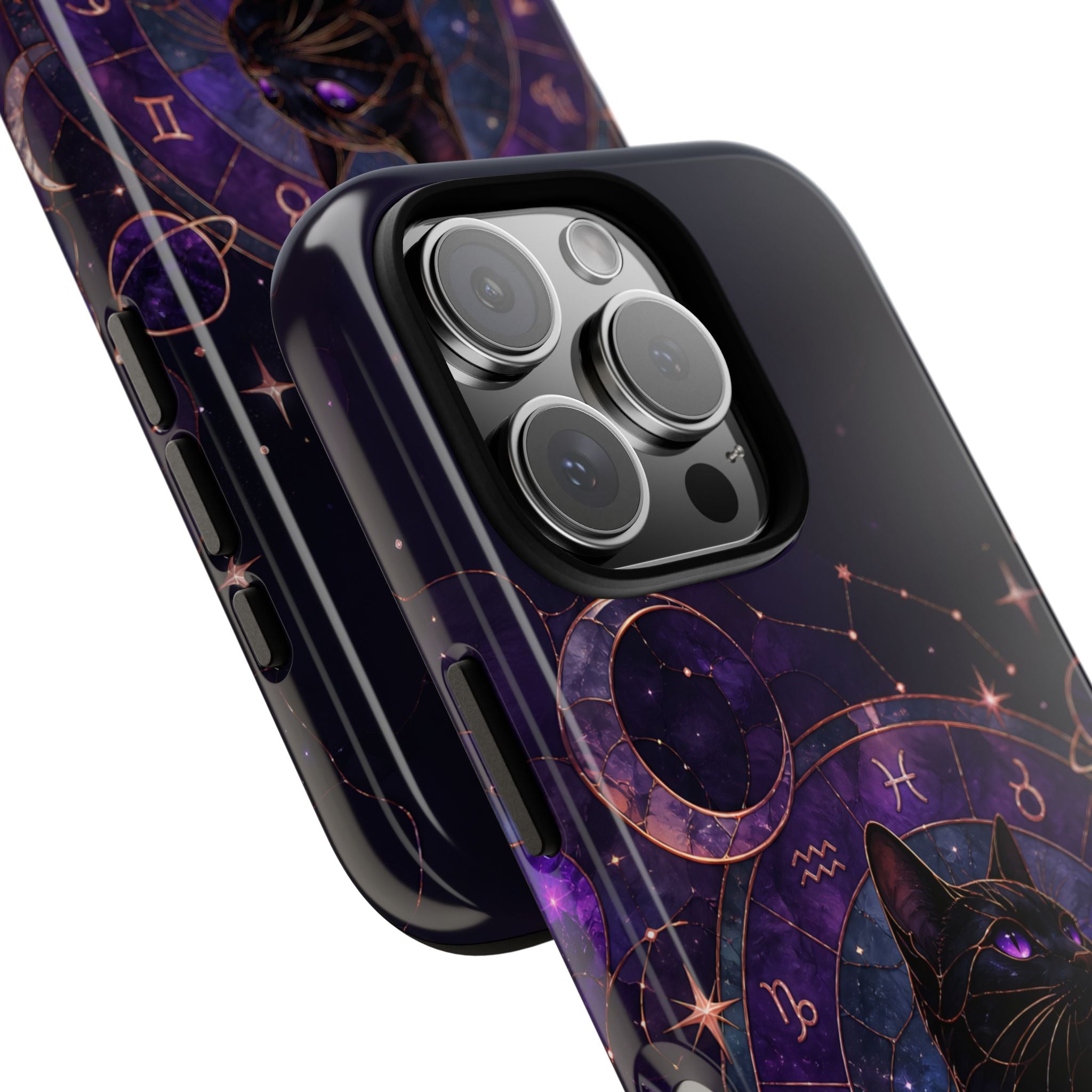 Black Cat Astrology iPhone Case | Zodiac Galaxy iPhone Case