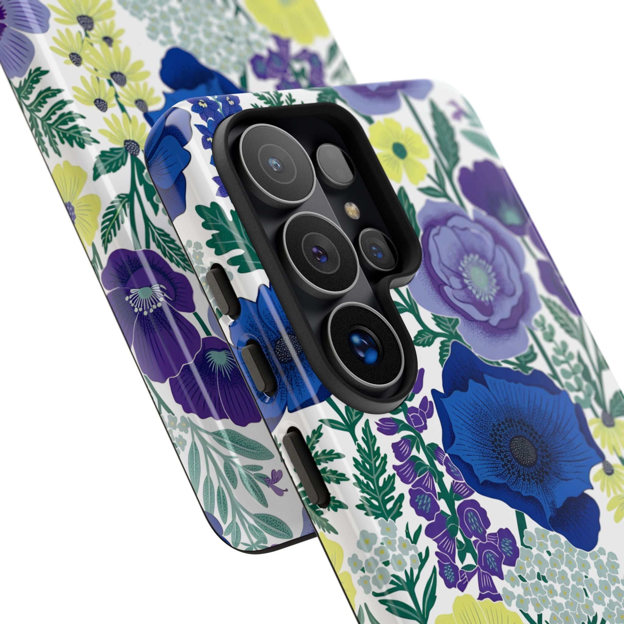 Floral Blue & Purple Tough Samsung Galaxy Phone Case | Protective Botanical Phone Cover
