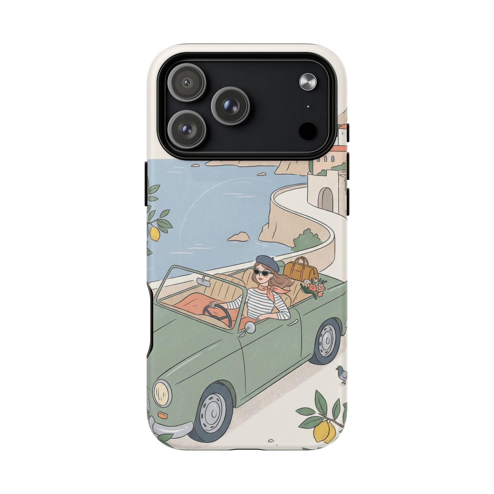 Retro Coastal Road Trip Design MagSafe iPhone Case