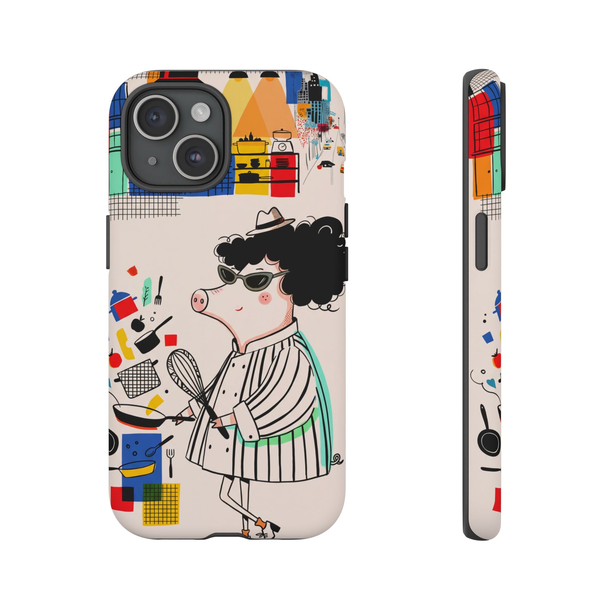 Cute Chef Pig iPhone Case | Quirky Cartoon Kitchen Art Tough Case