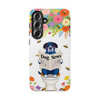Dog News Floral Samsung Galaxy Phone Case | Cute Dog on Toilet Pattern, Spring Floral