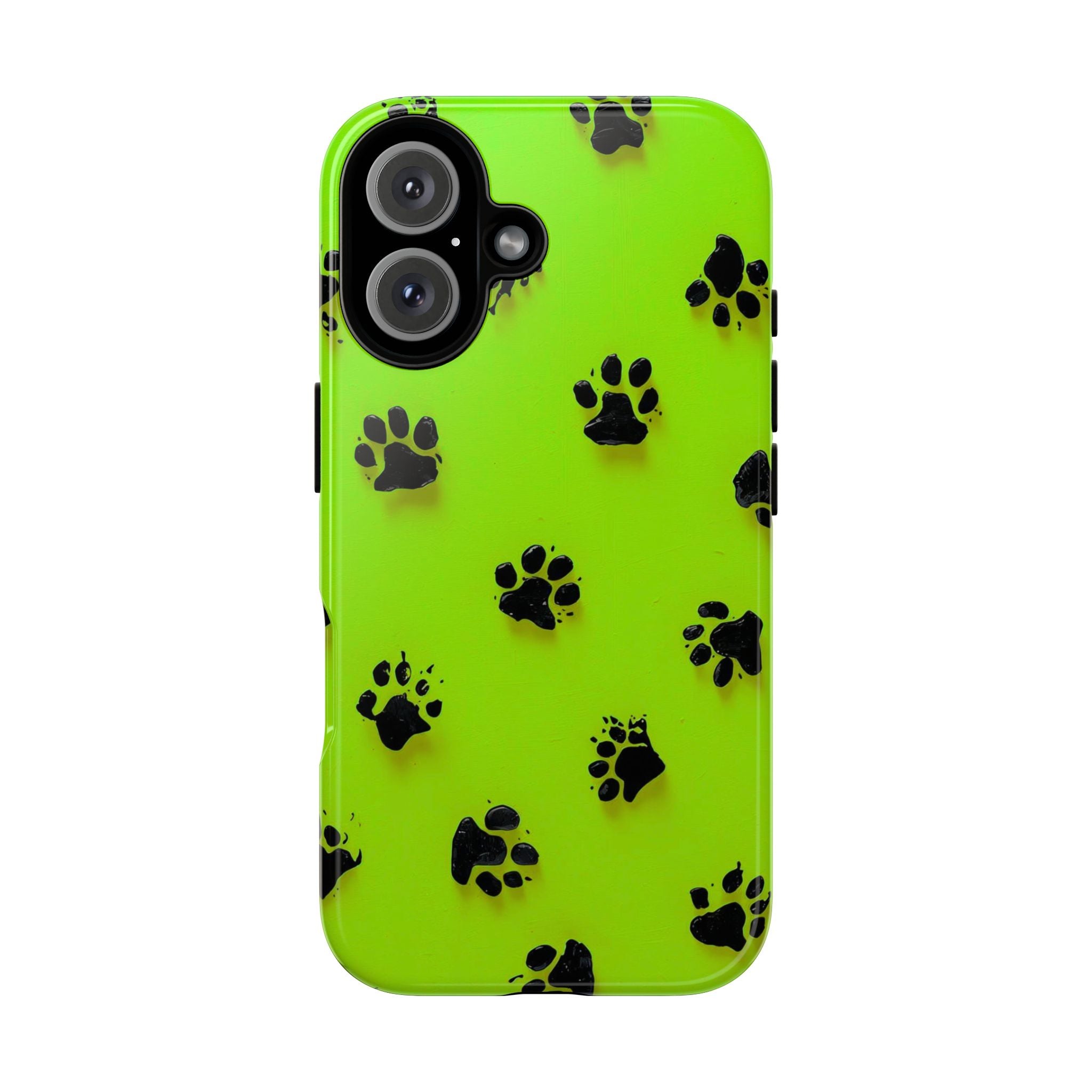 Neon Paw Print Tough Phone Case — Shockproof Pet Lover iPhone Cover