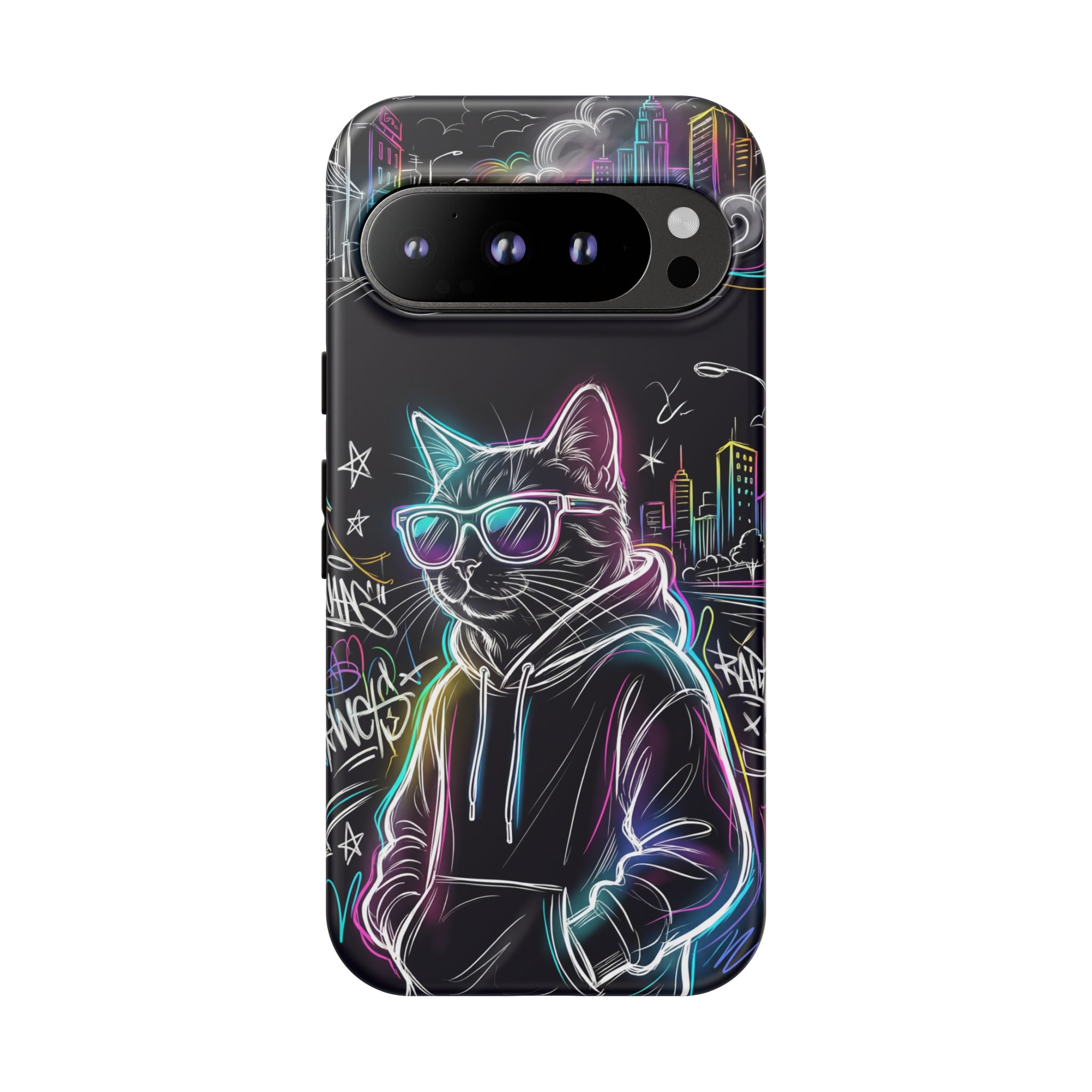 Cool Hoodie Neon Street Cat Google Pixel Phone Case