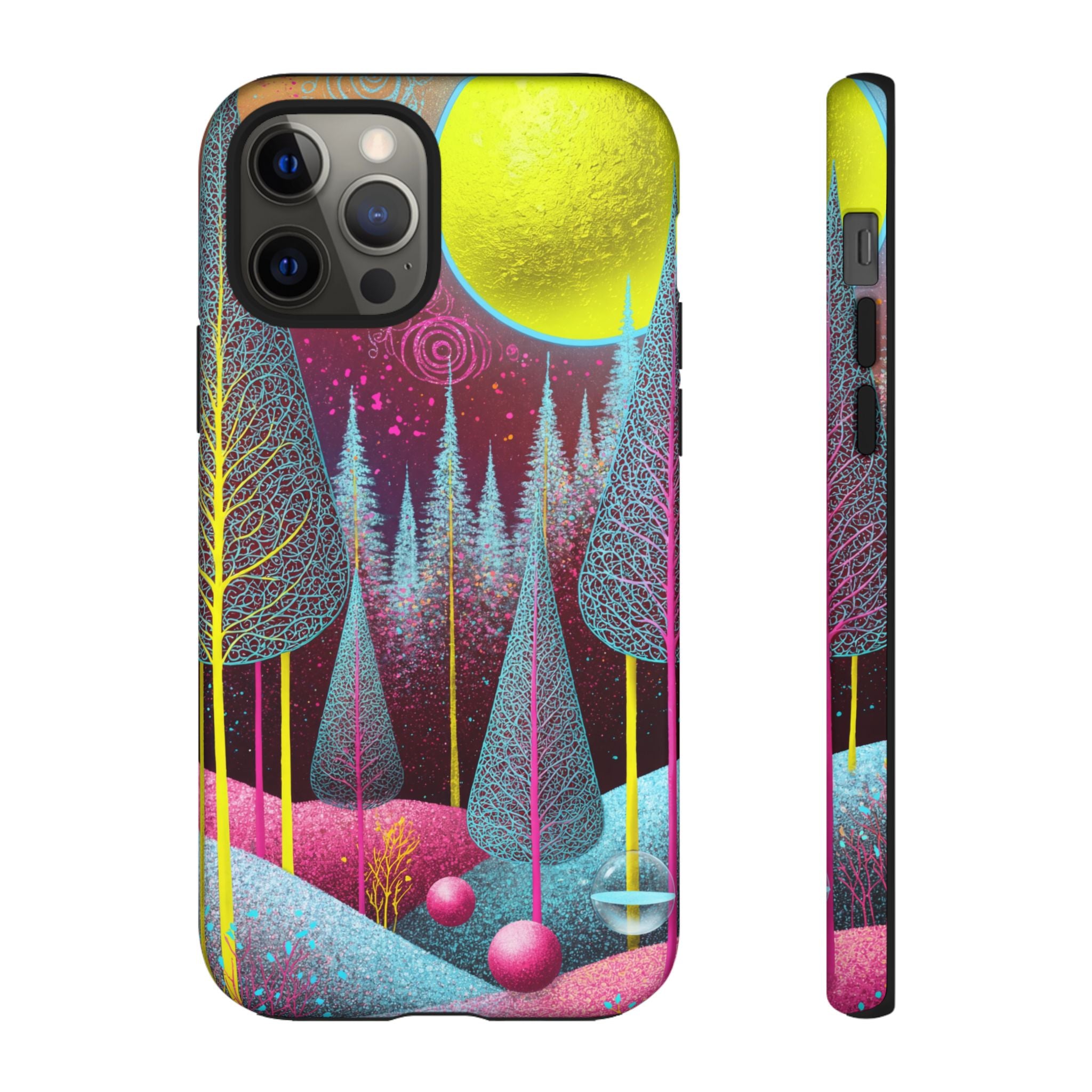 Neon Dreamscape Forest iPhone Case