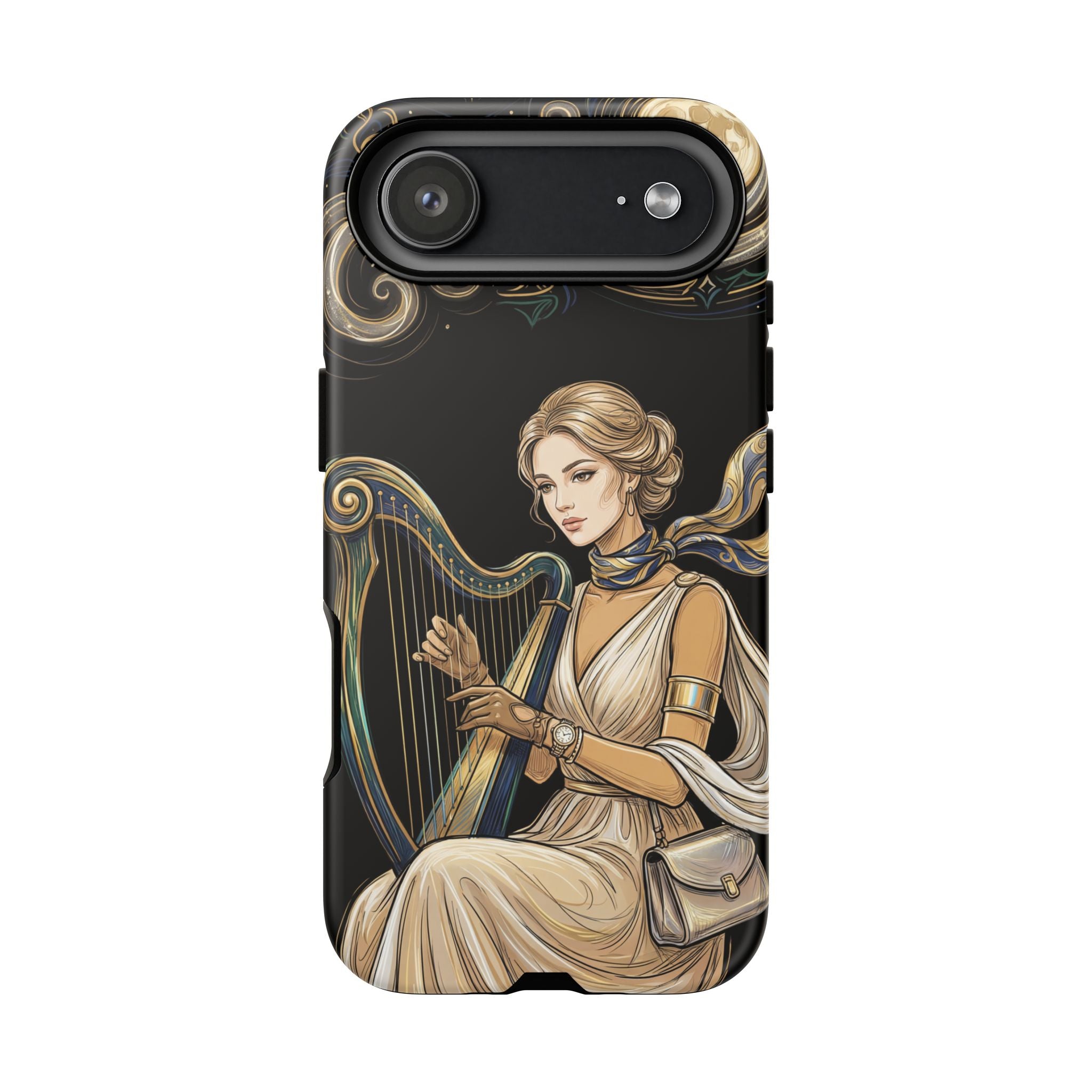 Moonlit Harp iPhone Case | Vintage Goddess Musician Art