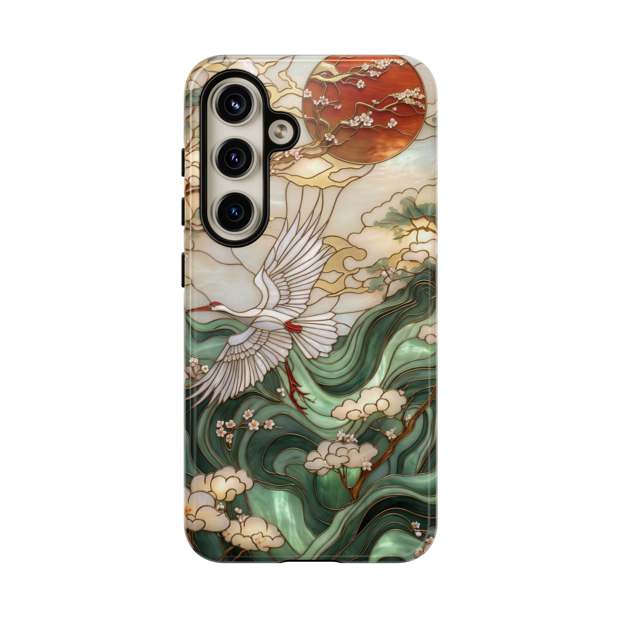 Cranes & Waves Protective Samsung Galaxy Case | Japanese-Inspired Art Phone Cover