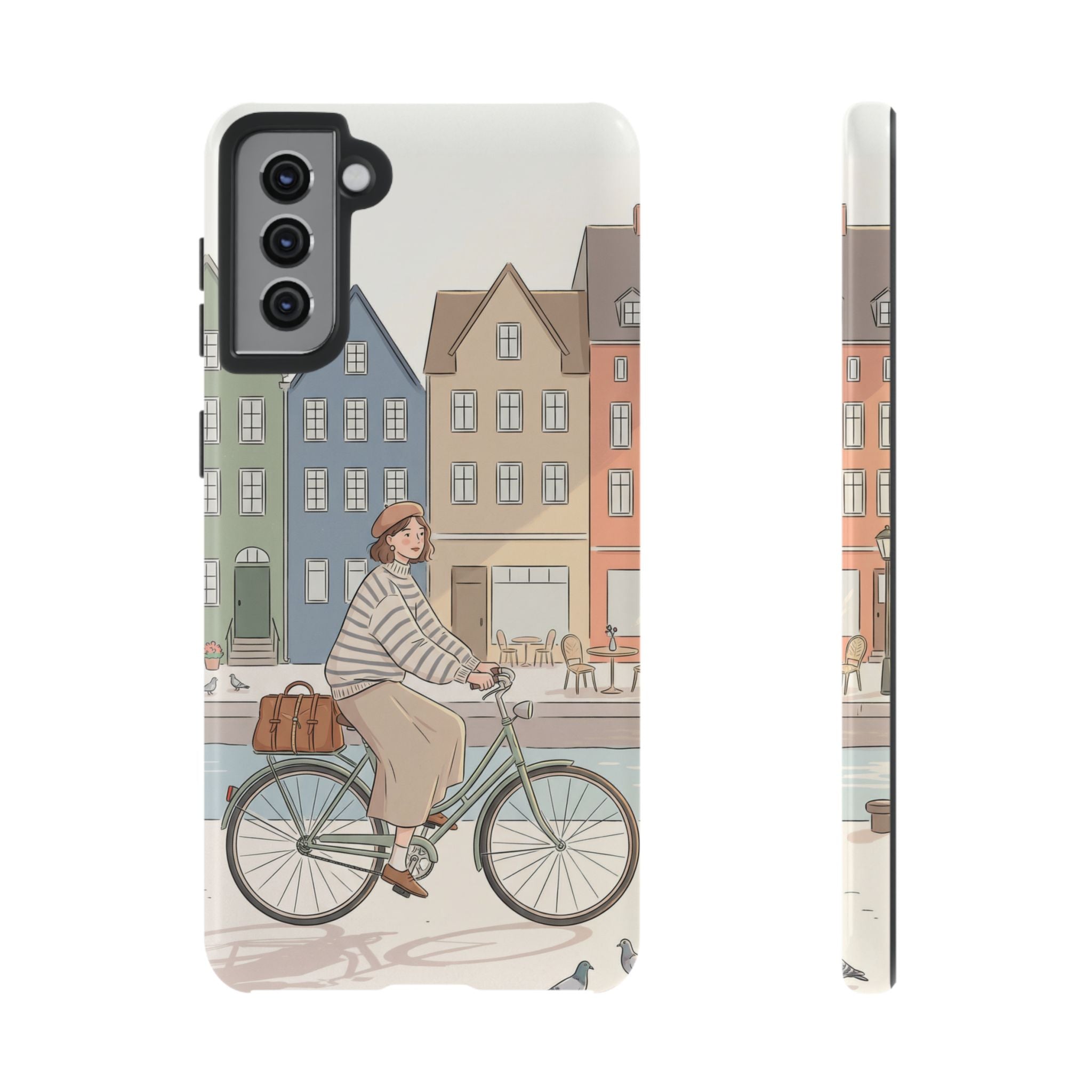 City Bike Samsung Galaxy Phone Case | Cozy European Street Illustration Tough Cases