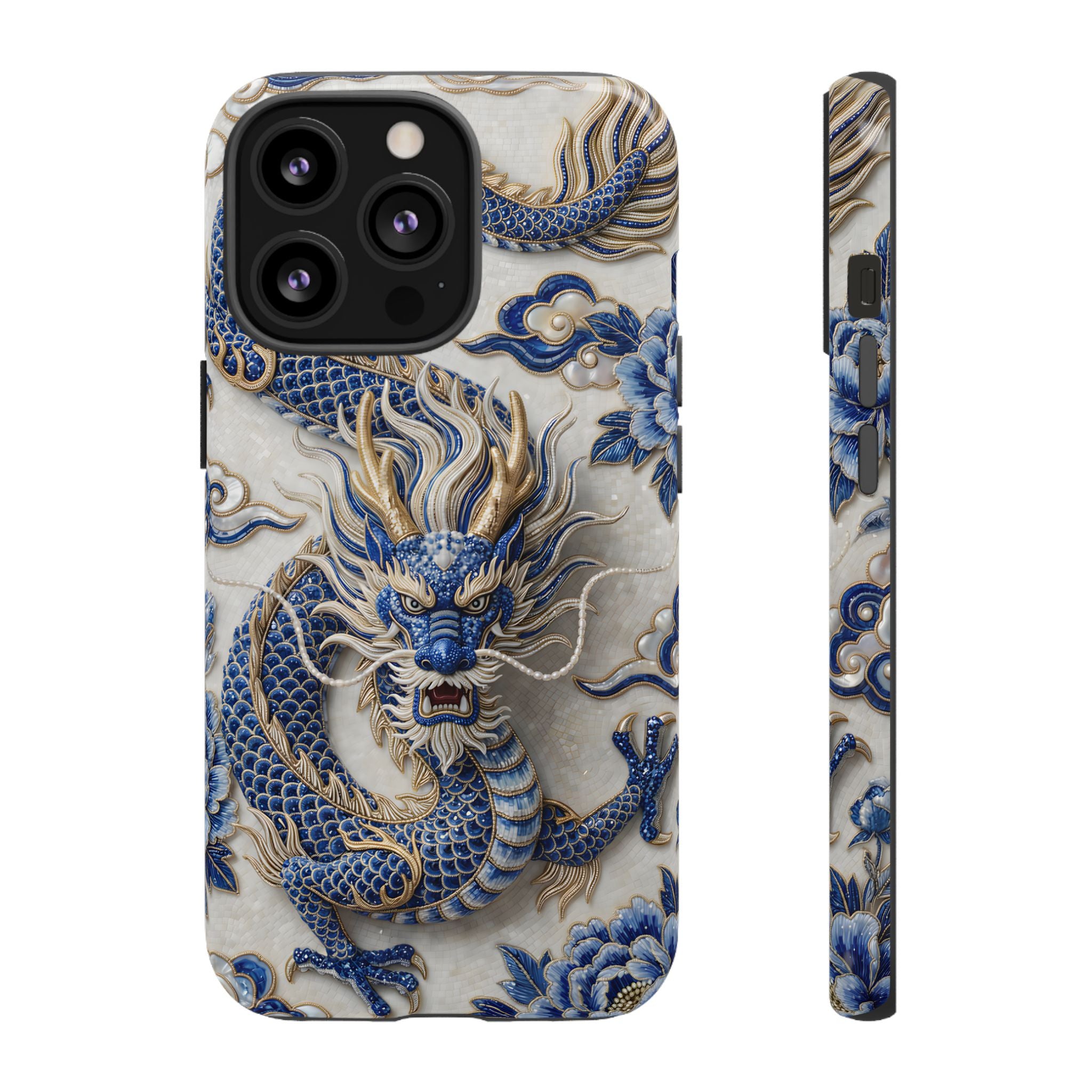 Asian Zodiac Dragon iPhone Case | Blue & White Porcelain Luxury Protective Case | Year of the Dragon Gift