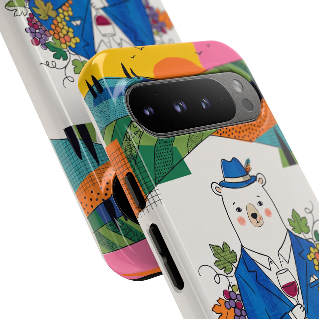 Dapper Polar Bear Wine Lover Illustrated Protective Google Pixel Phone Case