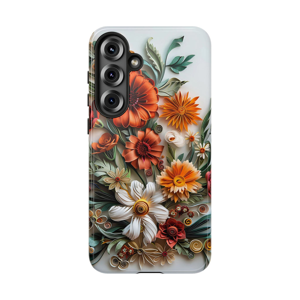 Floral Quilling Tough Samsung Galaxy Case — Orange Daisy