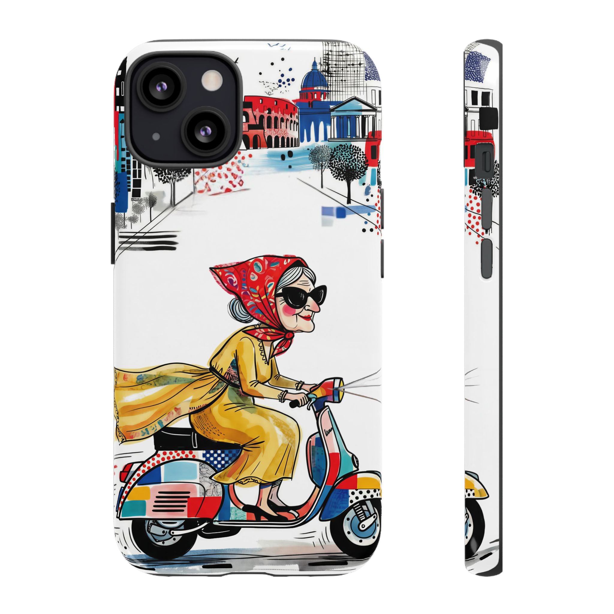 Vintage Vespa Granny iPhone Case | Retro Scooter Travel iPhone Cover
