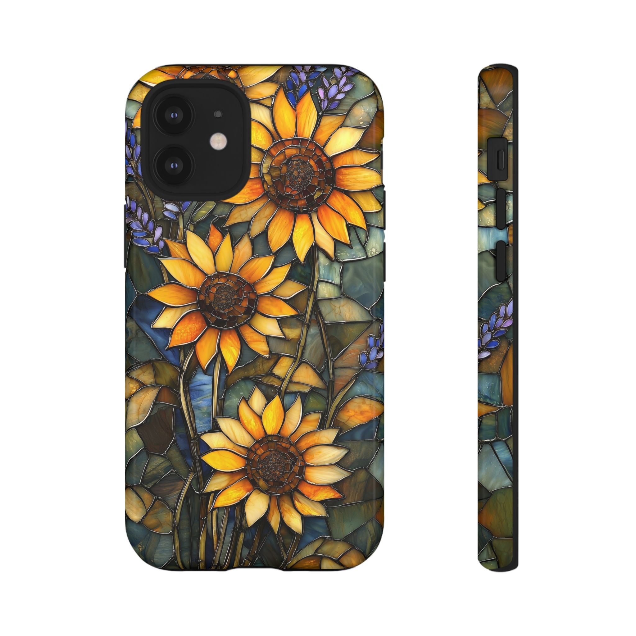 Sunflower Stained Glass Tough iPhone Case | Floral Protective Cover
