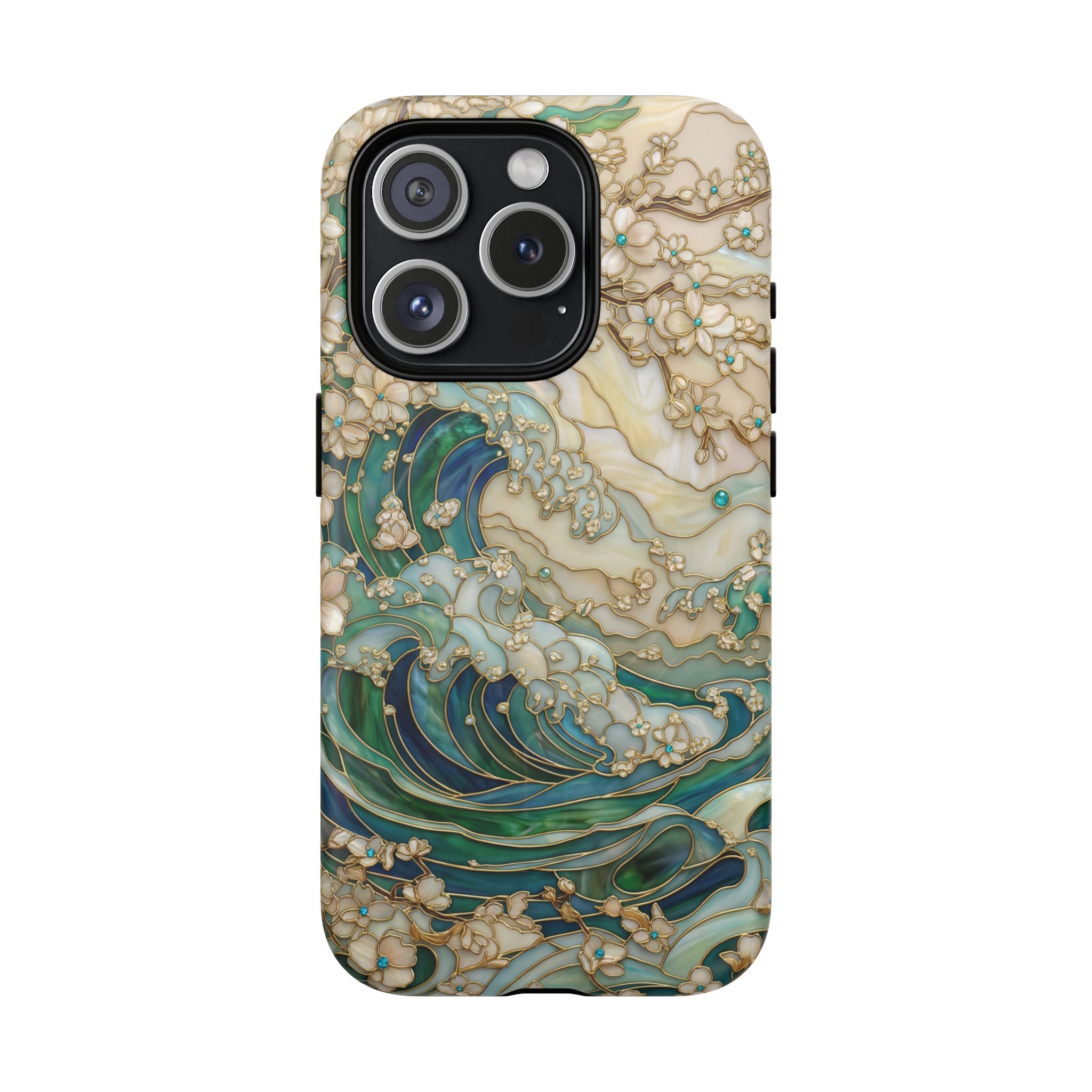 Custodia MagSafe per iPhone Ocean Wave — Custodia resistente con design artistico color acquamarina