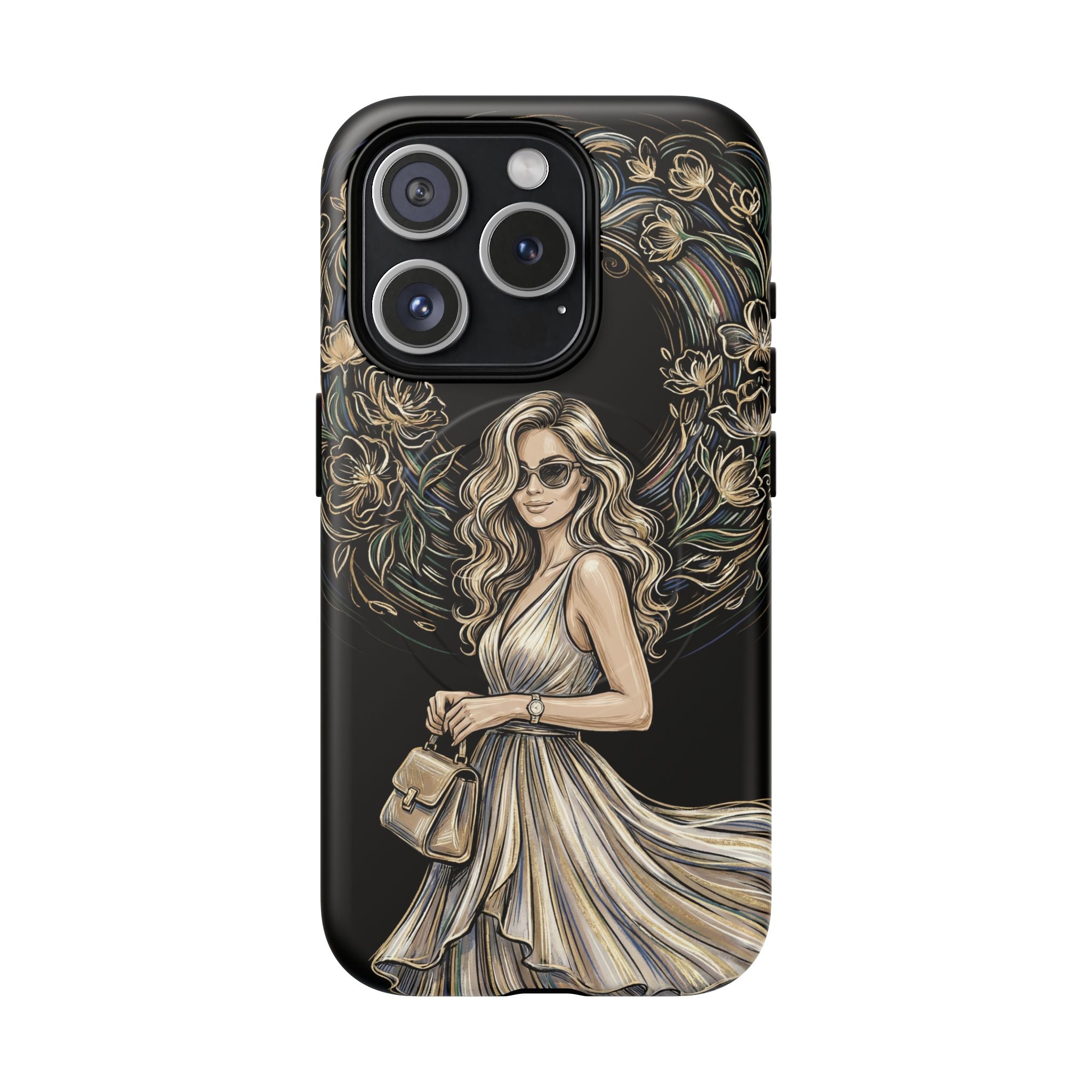 Stylish Woman Floral Wreath Tough MagSafe iPhone Case