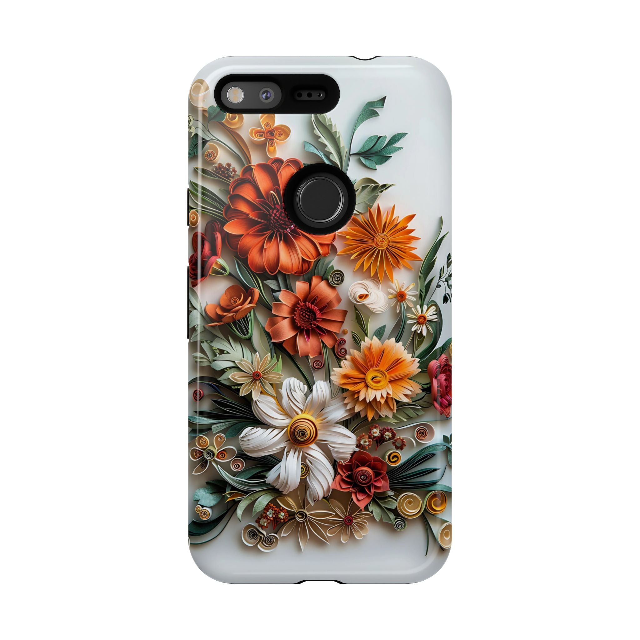 Floral Quilling Tough Google Pixel Case — Orange Daisy