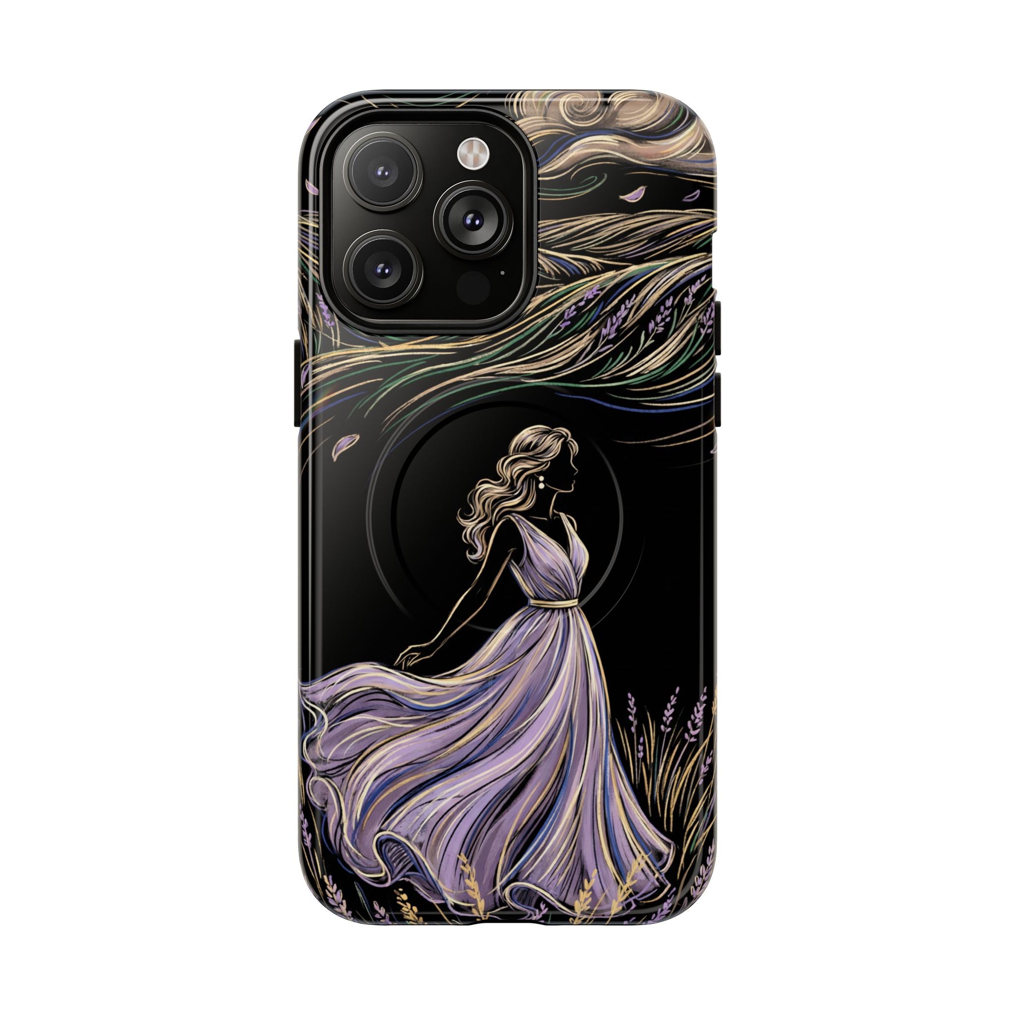 Lavender Breeze MagSafe iPhone Case | Elegant Dancing Woman Floral Protection