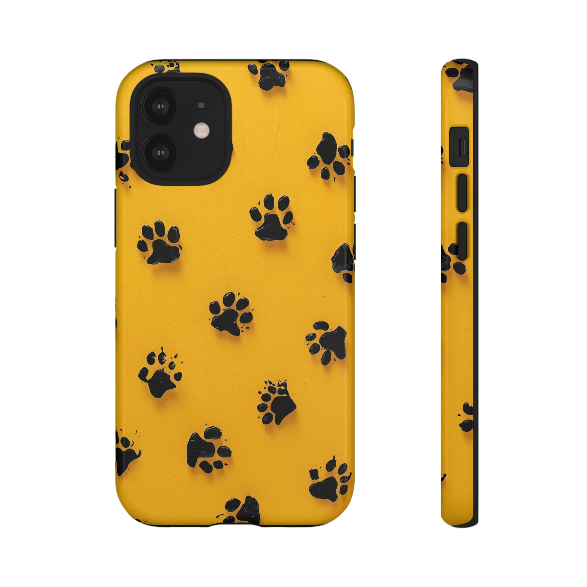 Yellow Paw Print Tough iPhone Case — Protective Dog & Cat Lover Cover