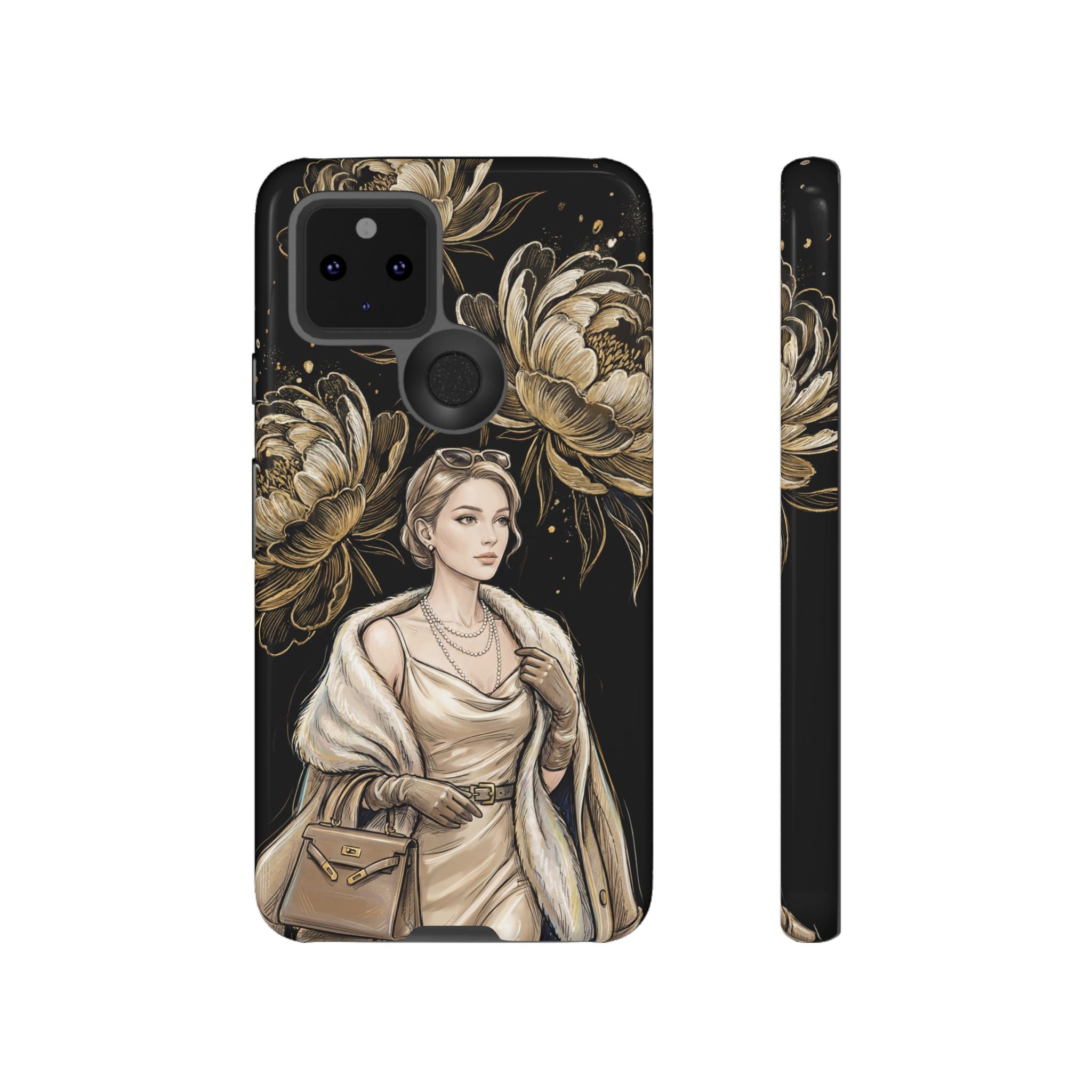 Elegant Vintage Lady Floral Google Pixel Phone Case | Chic Protective Cover for Women