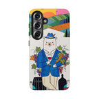 Dapper Polar Bear Wine Lover Illustrated Protective Samsung Galaxy Phone Case