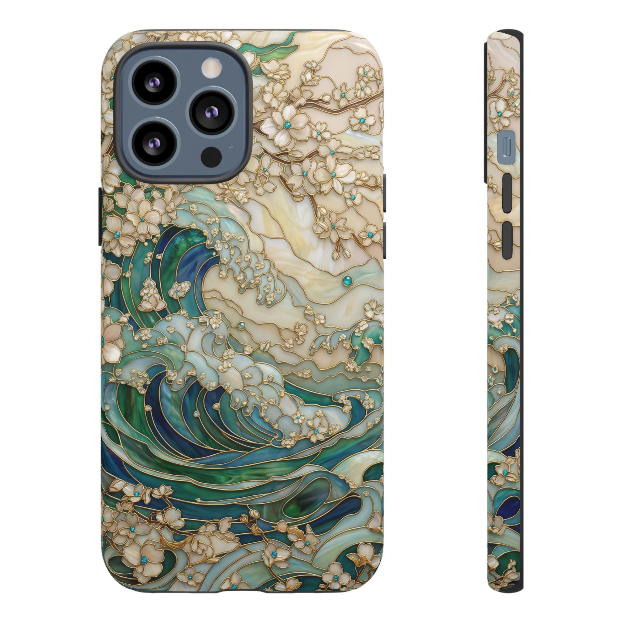 Elegant Ocean Wave Floral Art iPhone Case