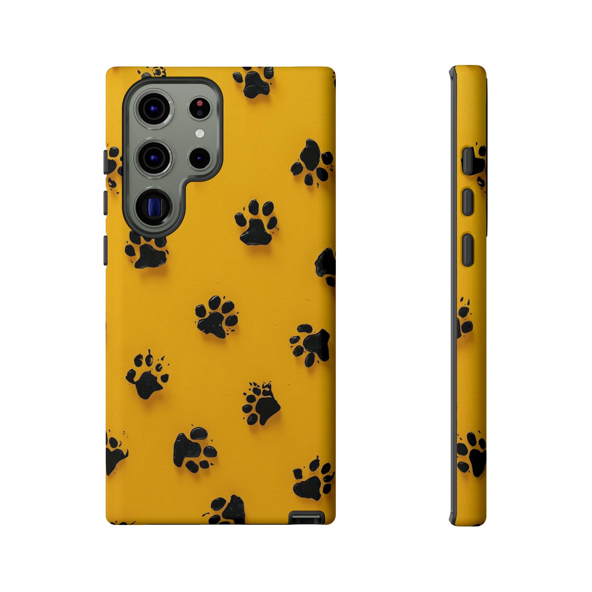 Yellow Paw Print Tough Samsung Galaxy Case — Protective Dog & Cat Lover Cover
