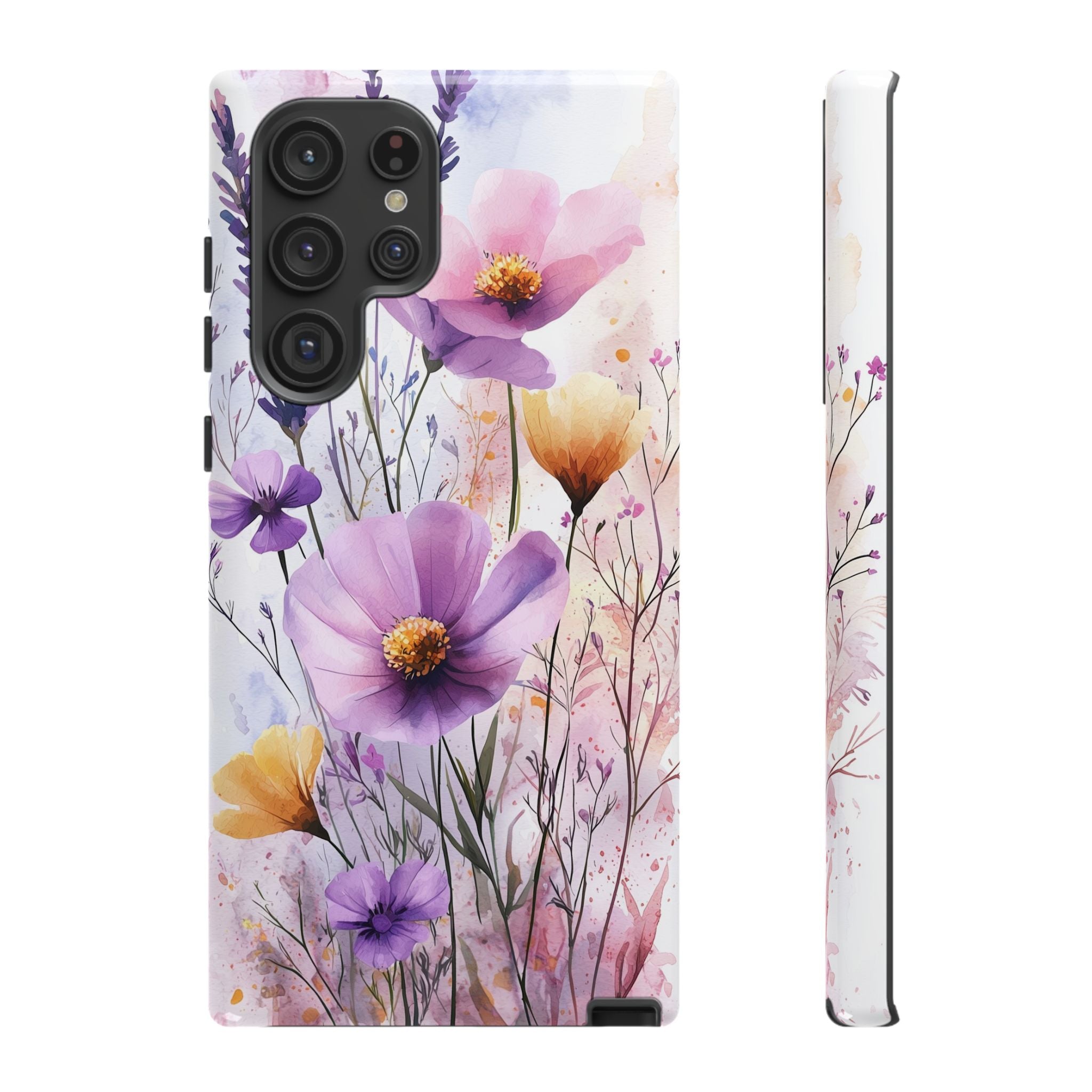 Floral Watercolour Tough Samsung Galaxy Case | Purple & Yellow Wildflowers