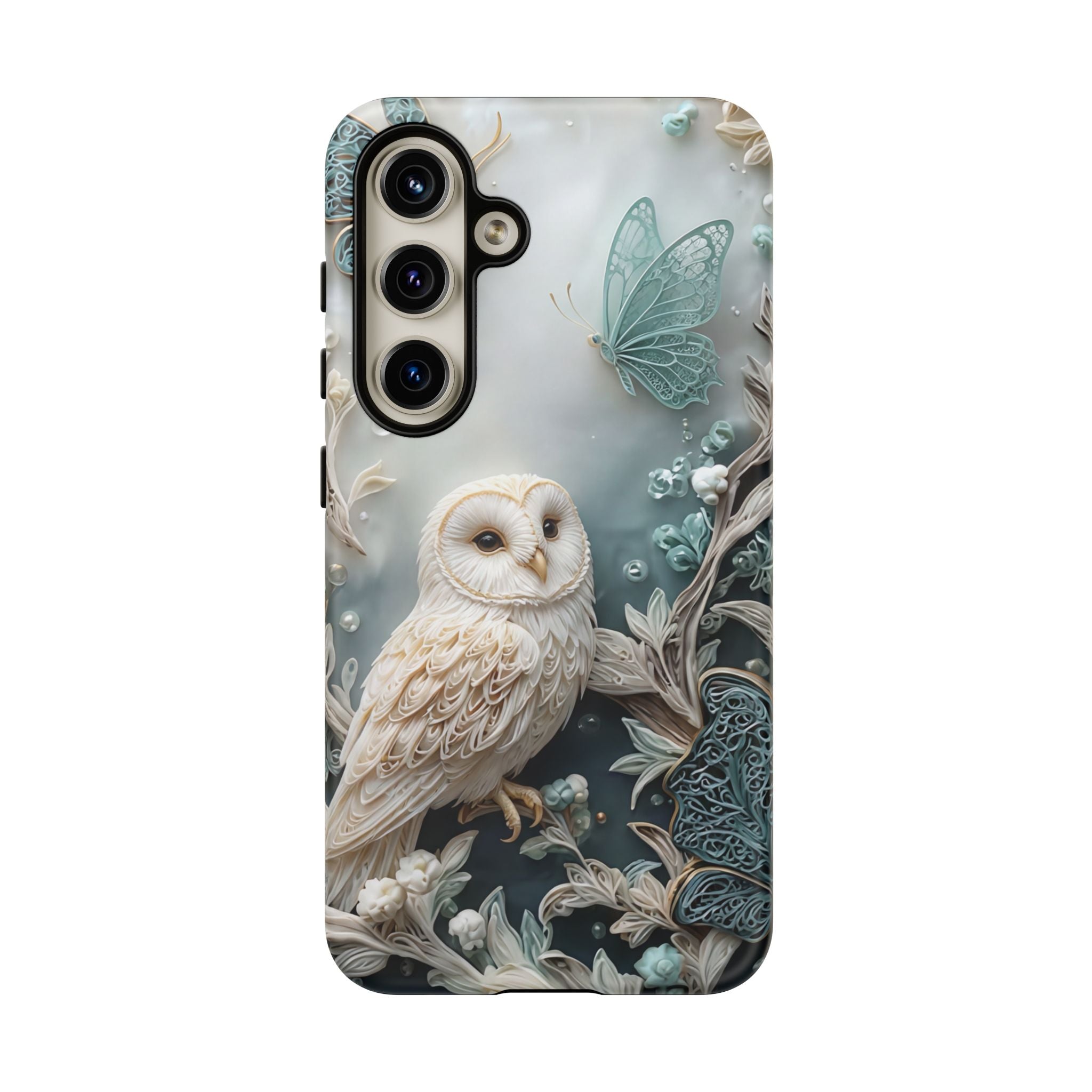 Barn Owl & Butterflies Tough Samsung Galaxy Case