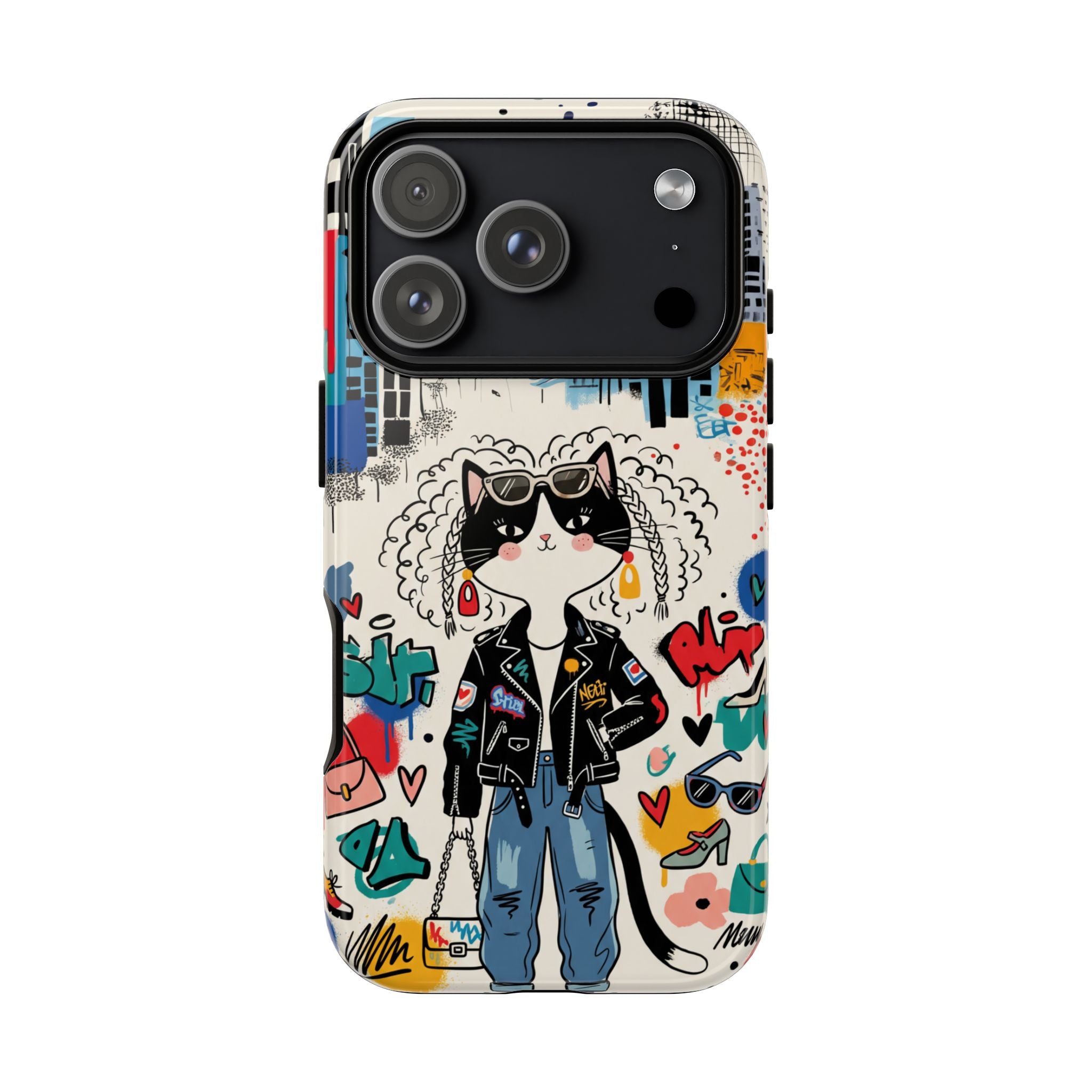Punk City Cat Graffiti Design iPhone Case