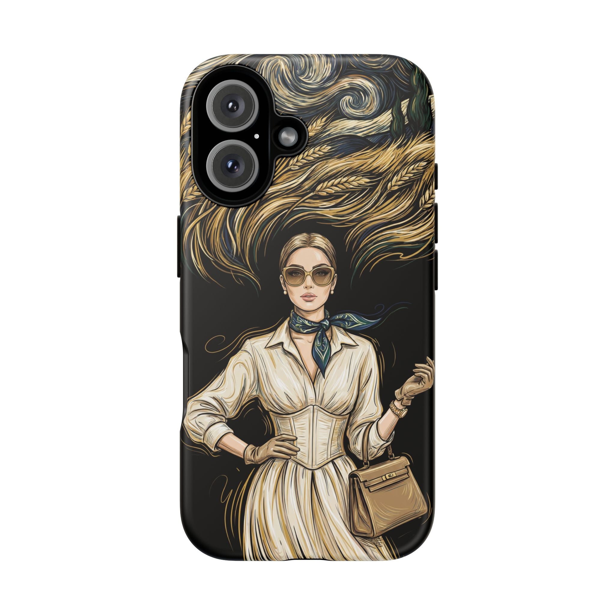 Vintage Elegance iPhone Case | Retro Woman with Flowing Golden Hair