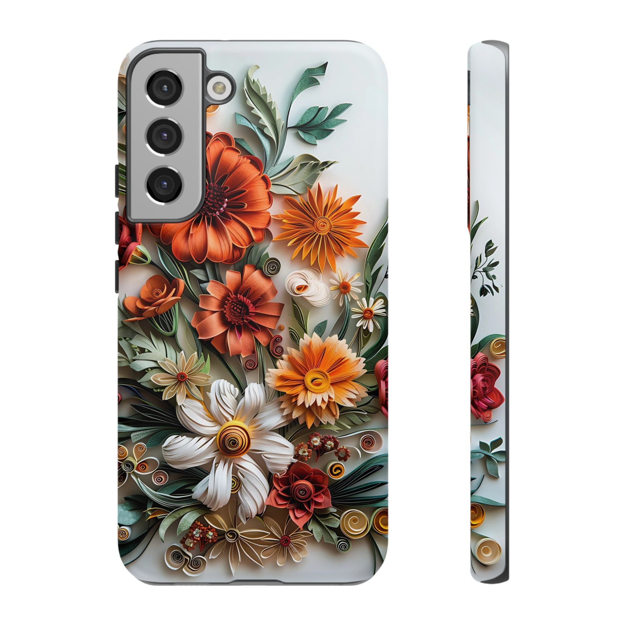 Floral Quilling Tough Samsung Galaxy Case — Orange Daisy