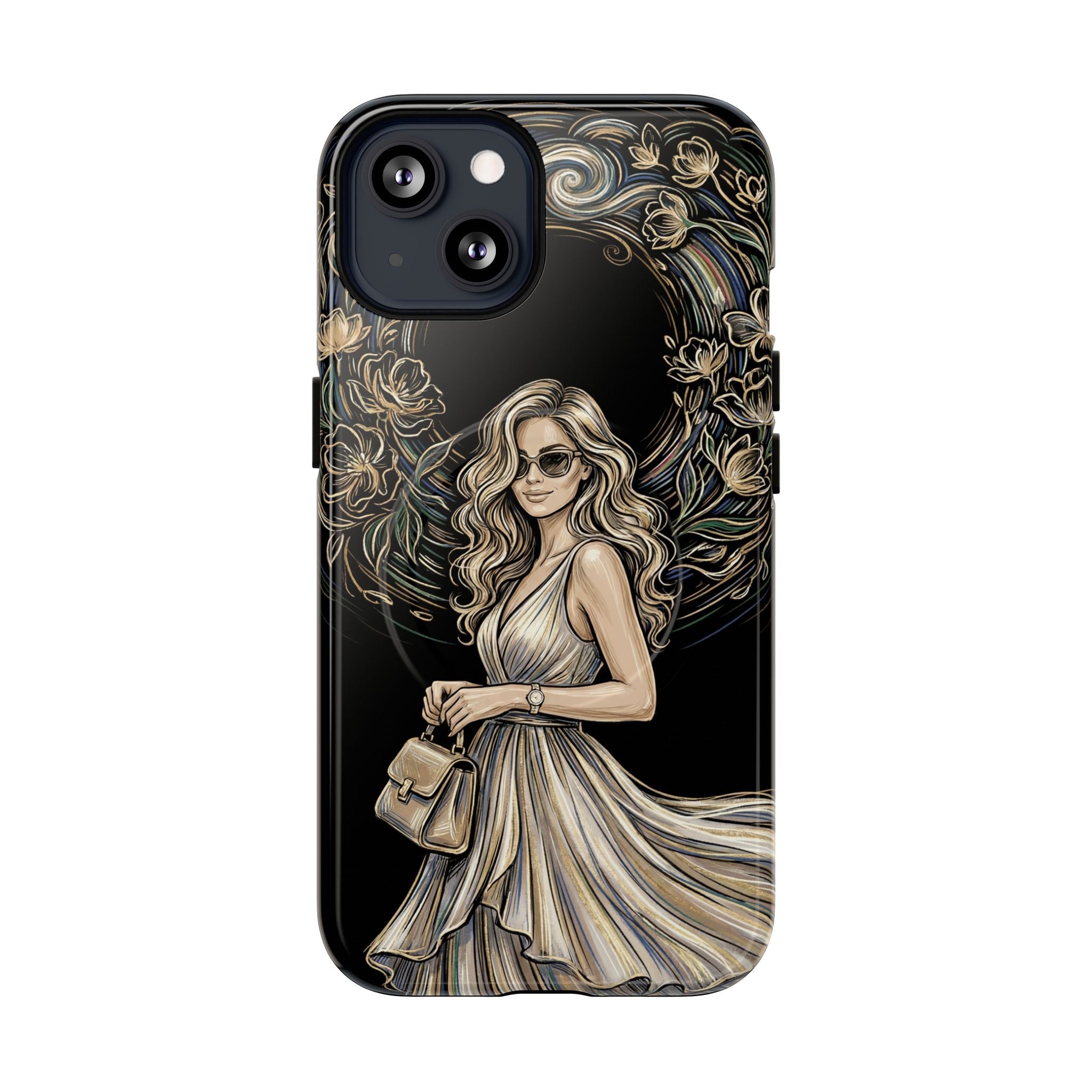 Stylish Woman Floral Wreath Tough MagSafe iPhone Case
