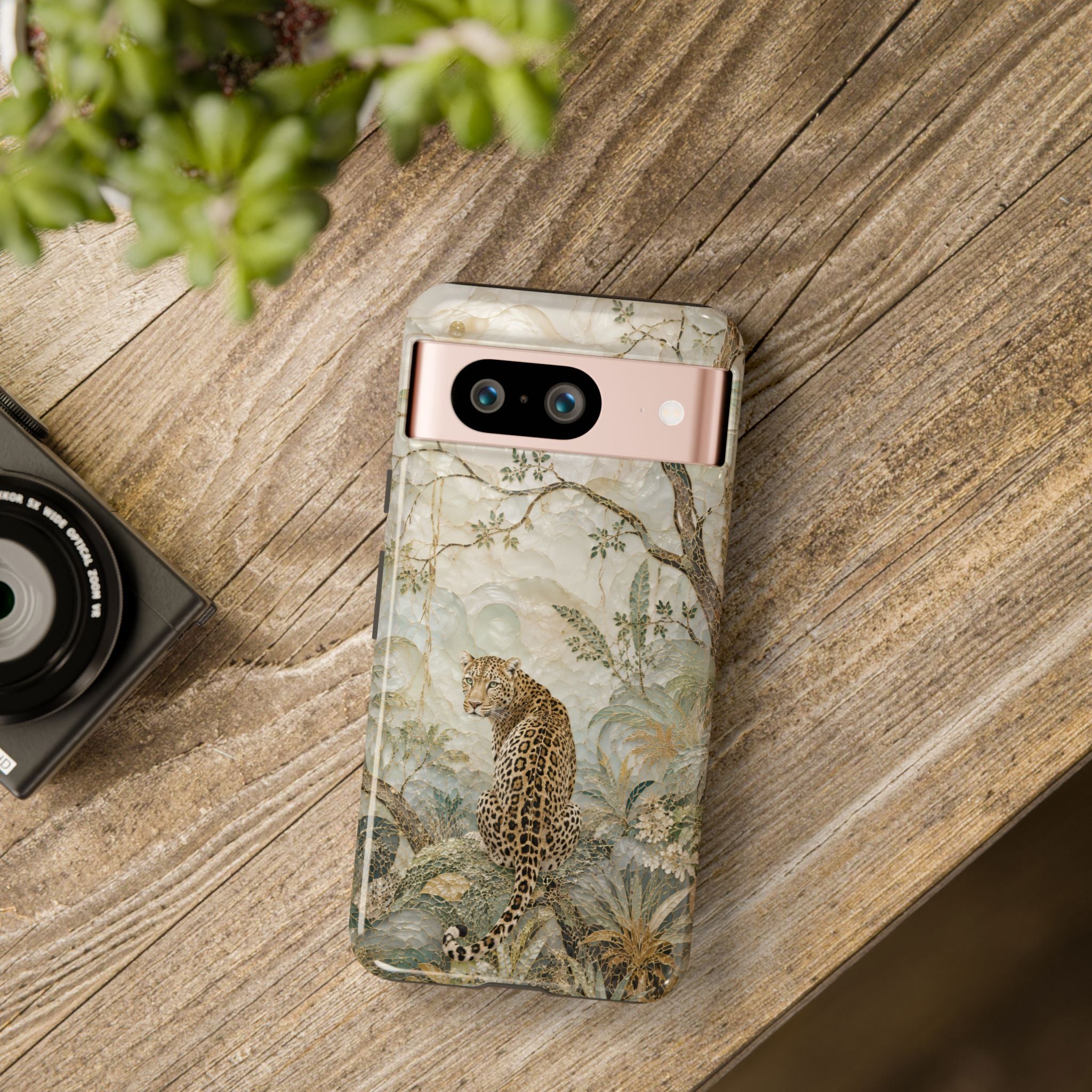 Leopard Floral Google Pixel Phone Case | Vintage Botanical Phone Case