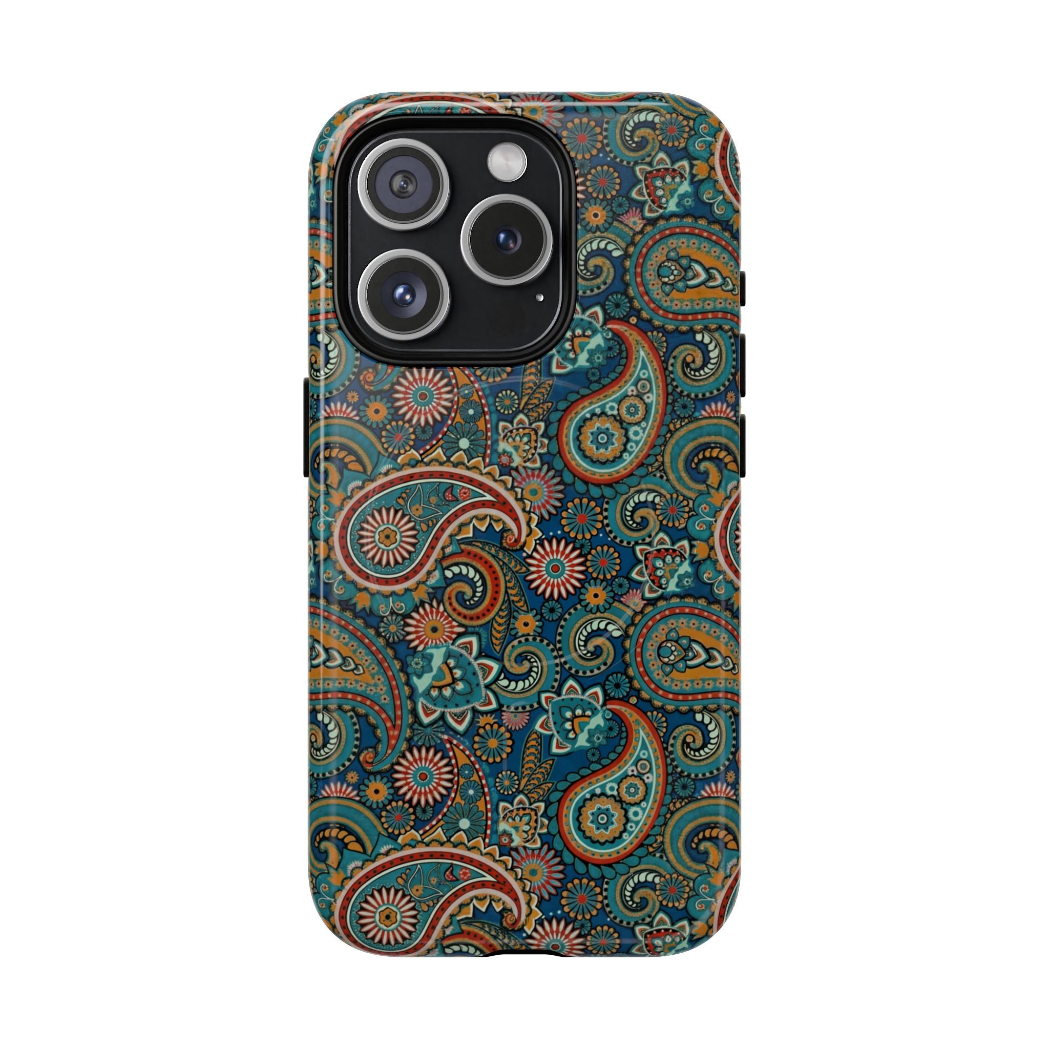 Batik Teal Paisley Tough MagSage iPhone Case